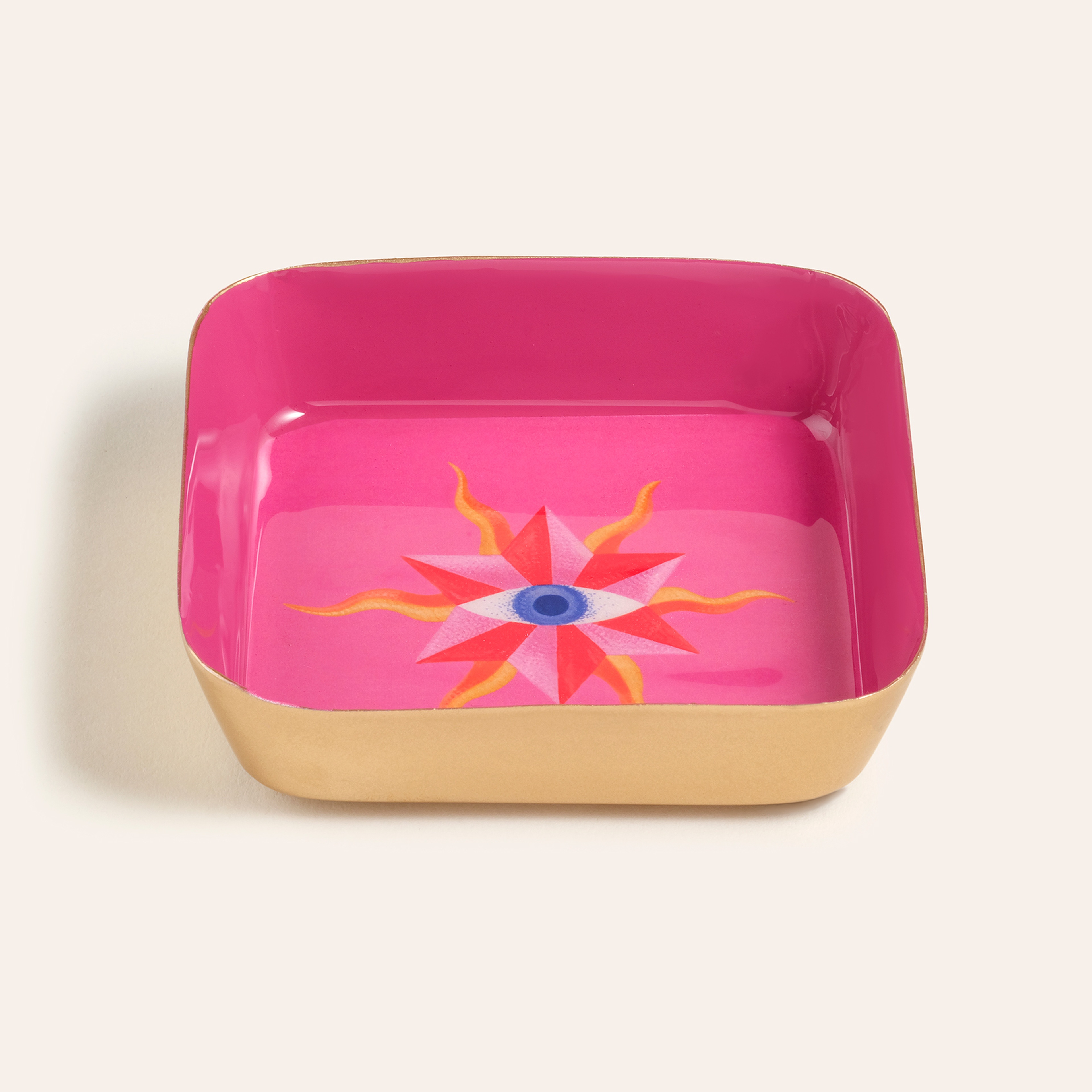 Nanpur Metal Dekoratif Tepsi 9x9x2 Cm Pembe