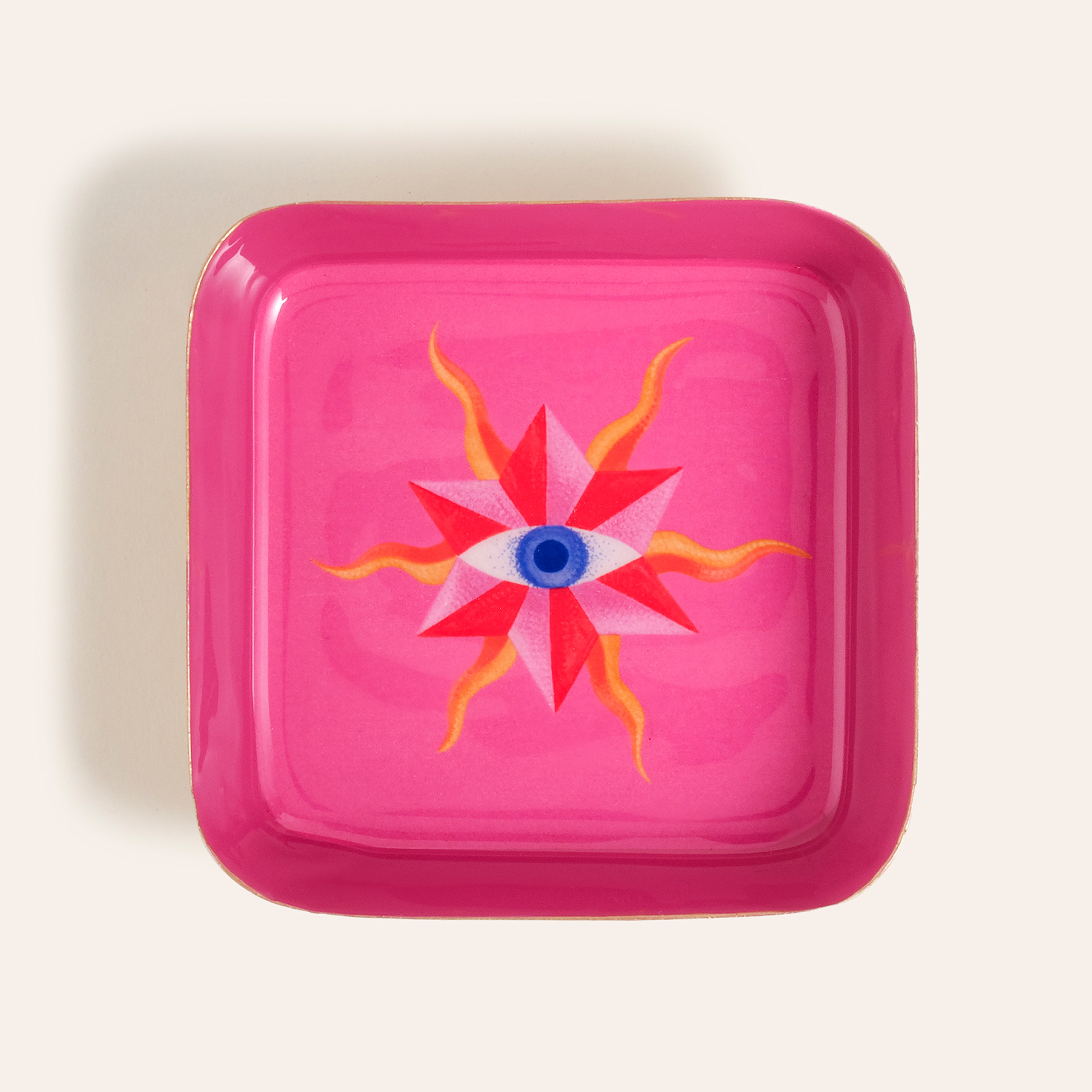 Nanpur Metal Dekoratif Tepsi 9x9x2 Cm Pembe