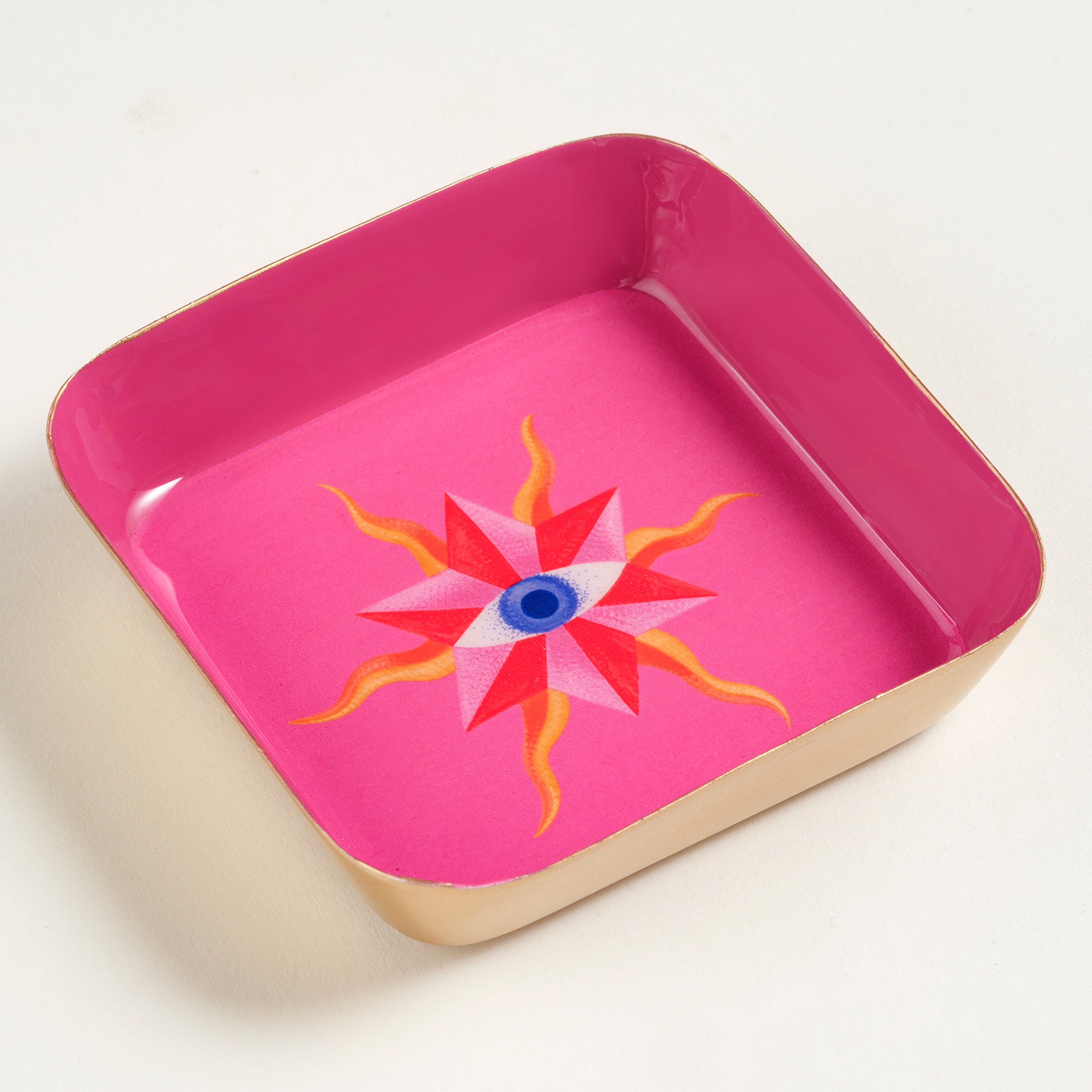 Nanpur Metal Dekoratif Tepsi 9x9x2 Cm Pembe