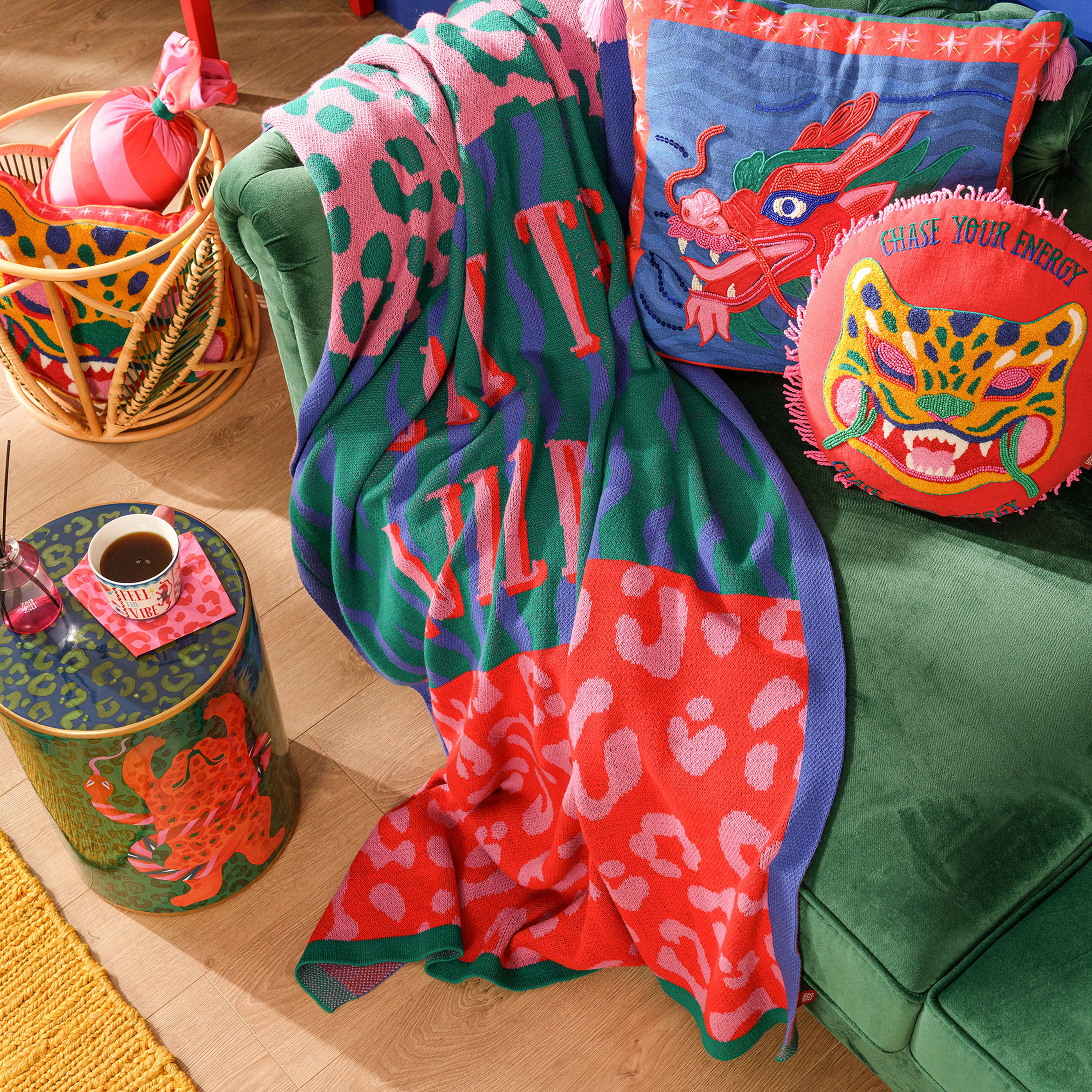 Moda Jakarlı Örme Akrilik Koltuk Şalı 130x170 Cm Renkli