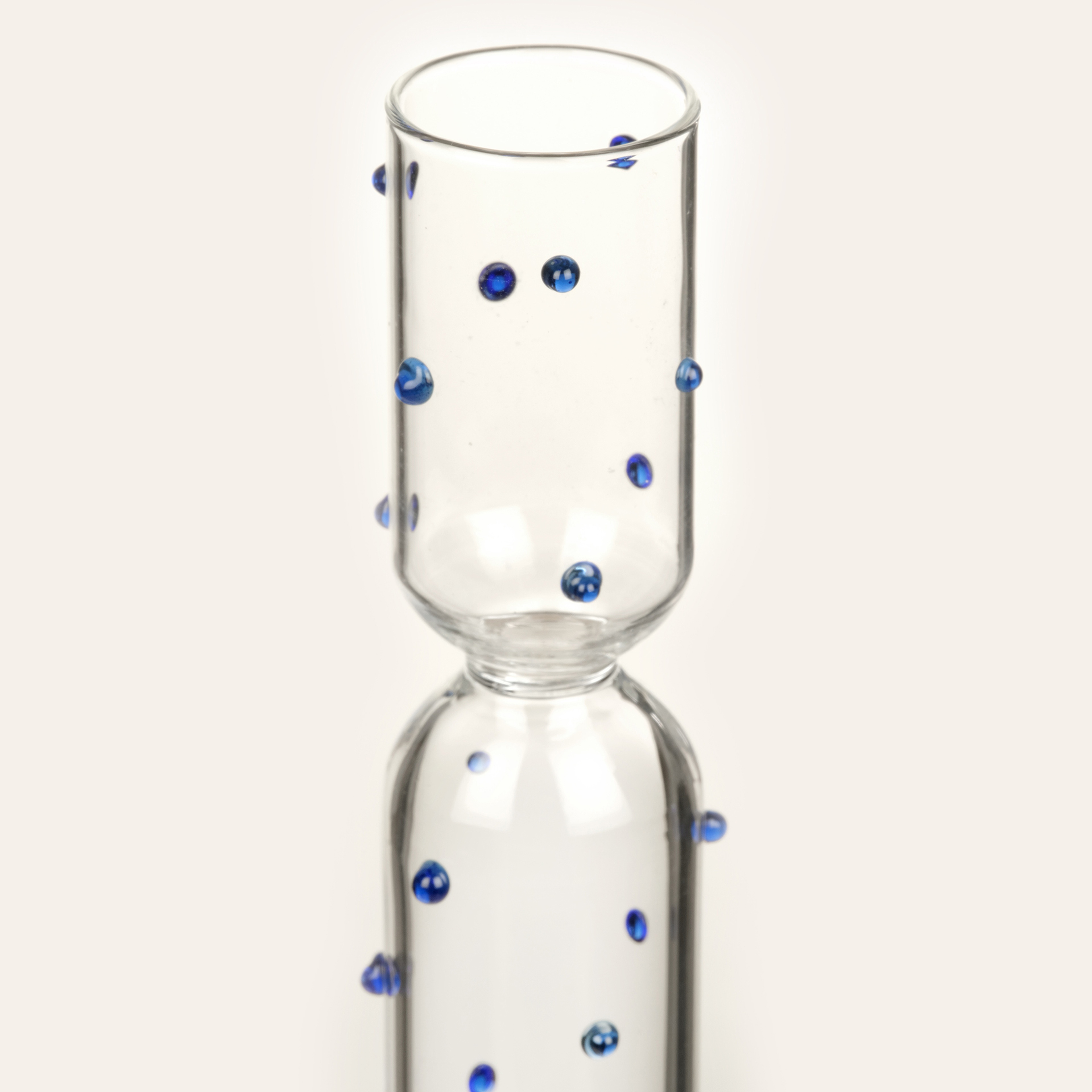 Henan Borosilikat Cam Şamdan 21 Cm Şeffaf - Mavi