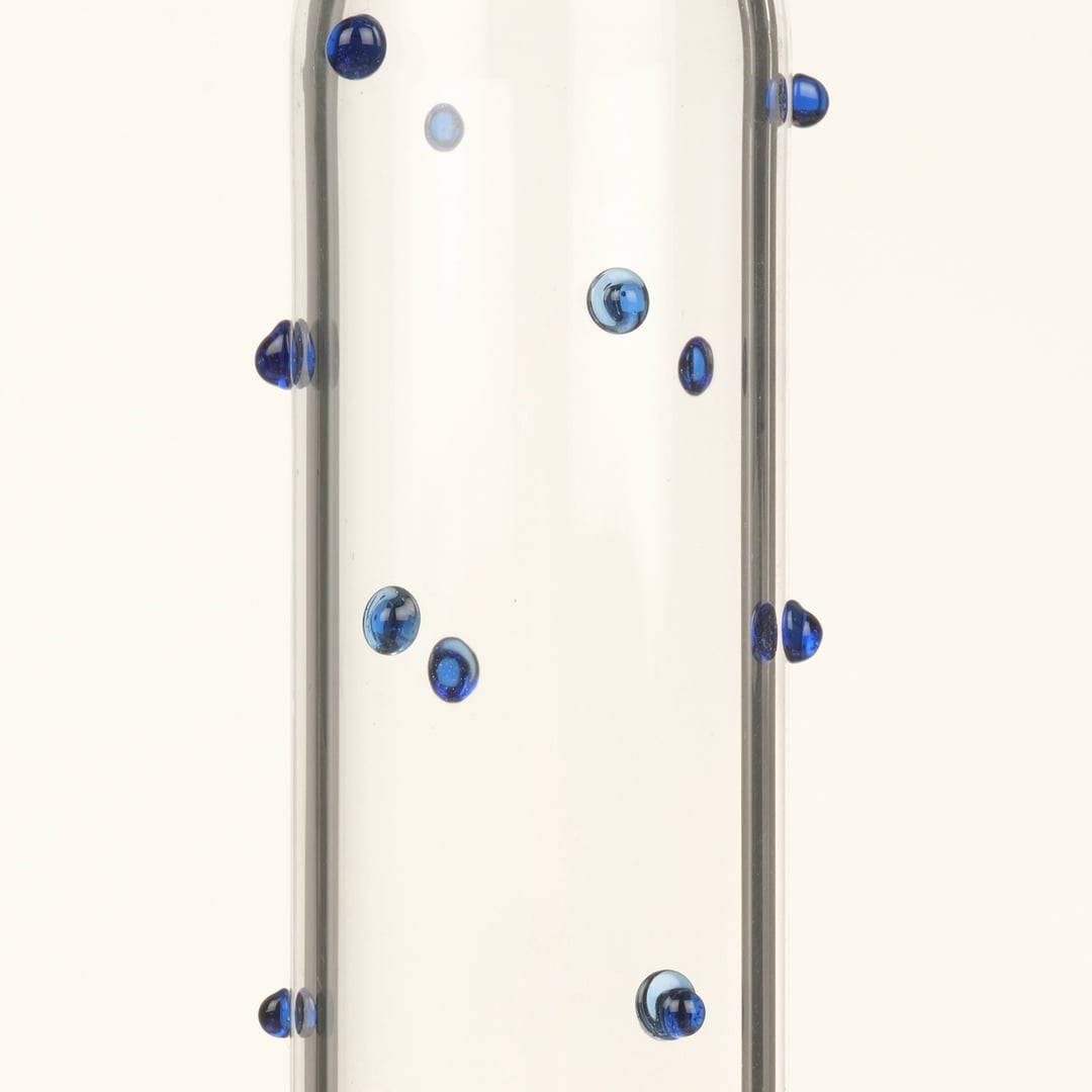 Henan Borosilikat Cam Şamdan 21 Cm Şeffaf - Mavi