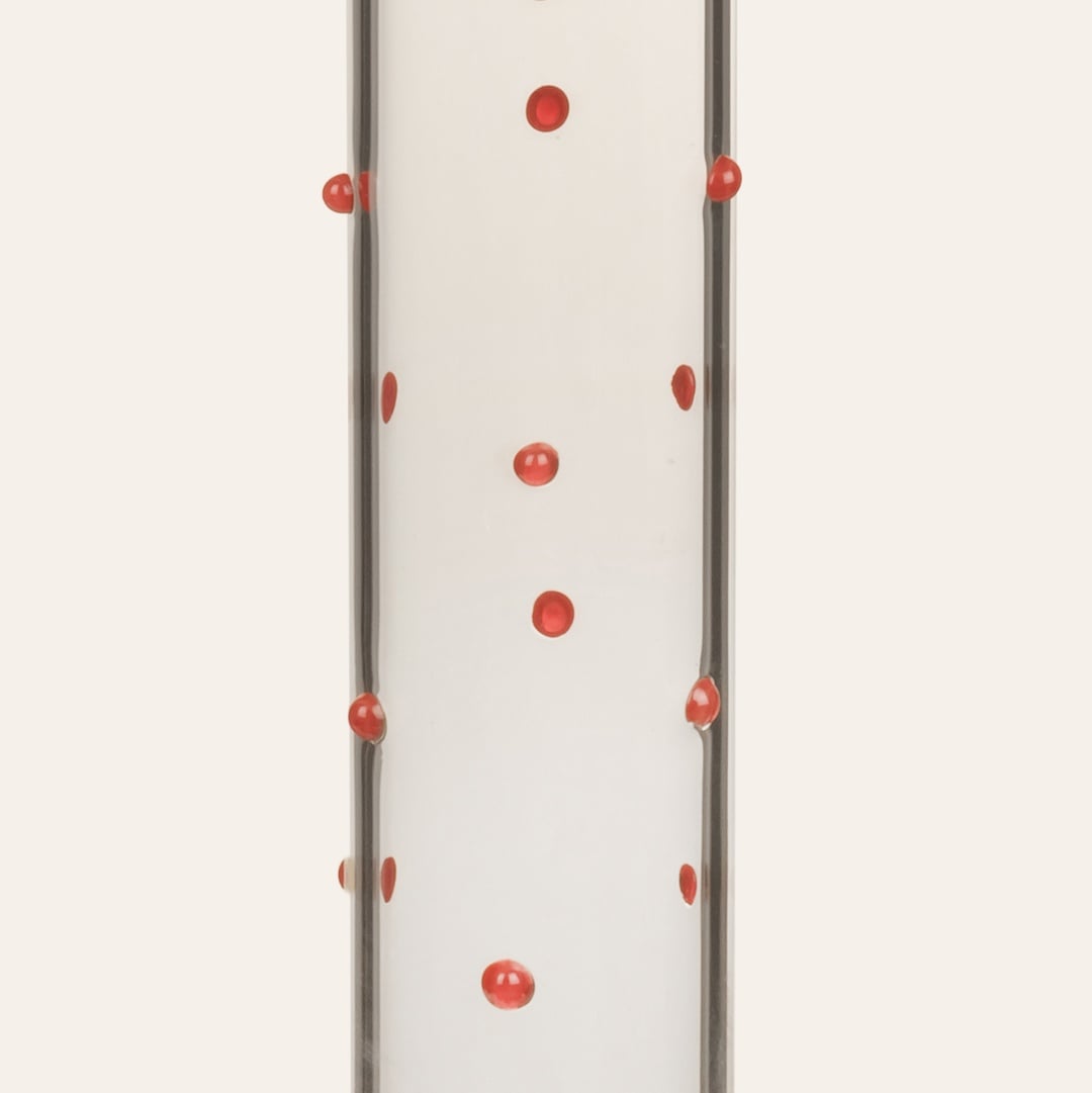 Henan Borosilikat Cam Şamdan 21 Cm Şeffaf- Kırmızı