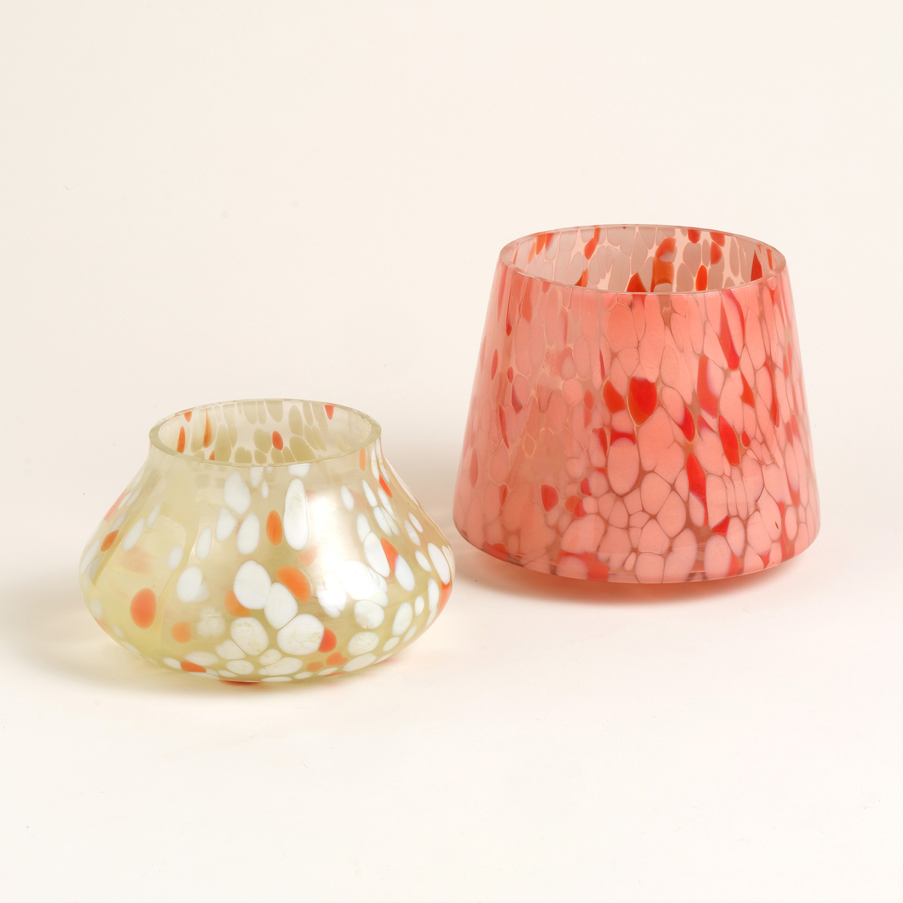 Aravalı Cam Mumluk 14x14x18 Cm Turuncu - Beyaz