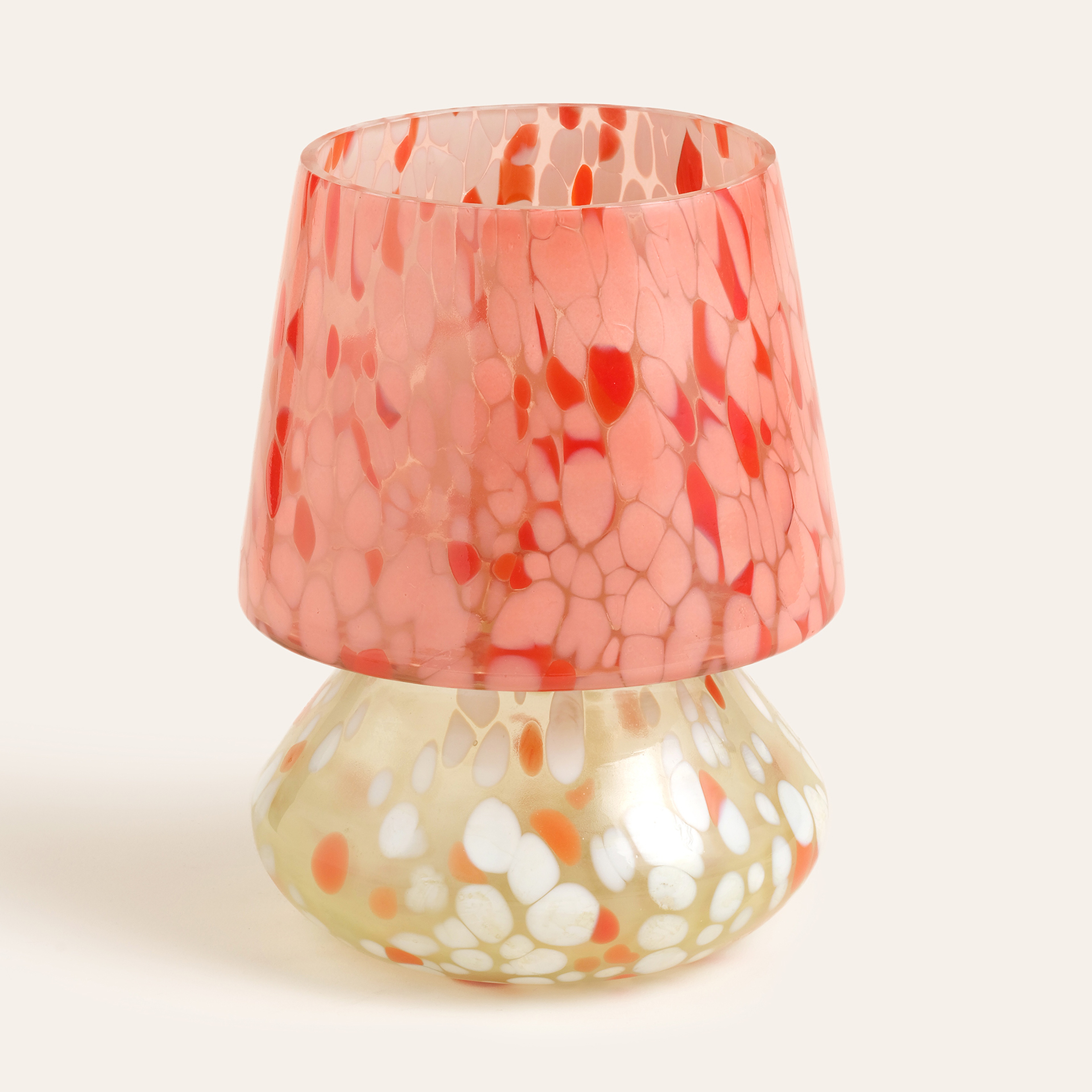 Aravalı Cam Mumluk 14x14x18 Cm Turuncu - Beyaz