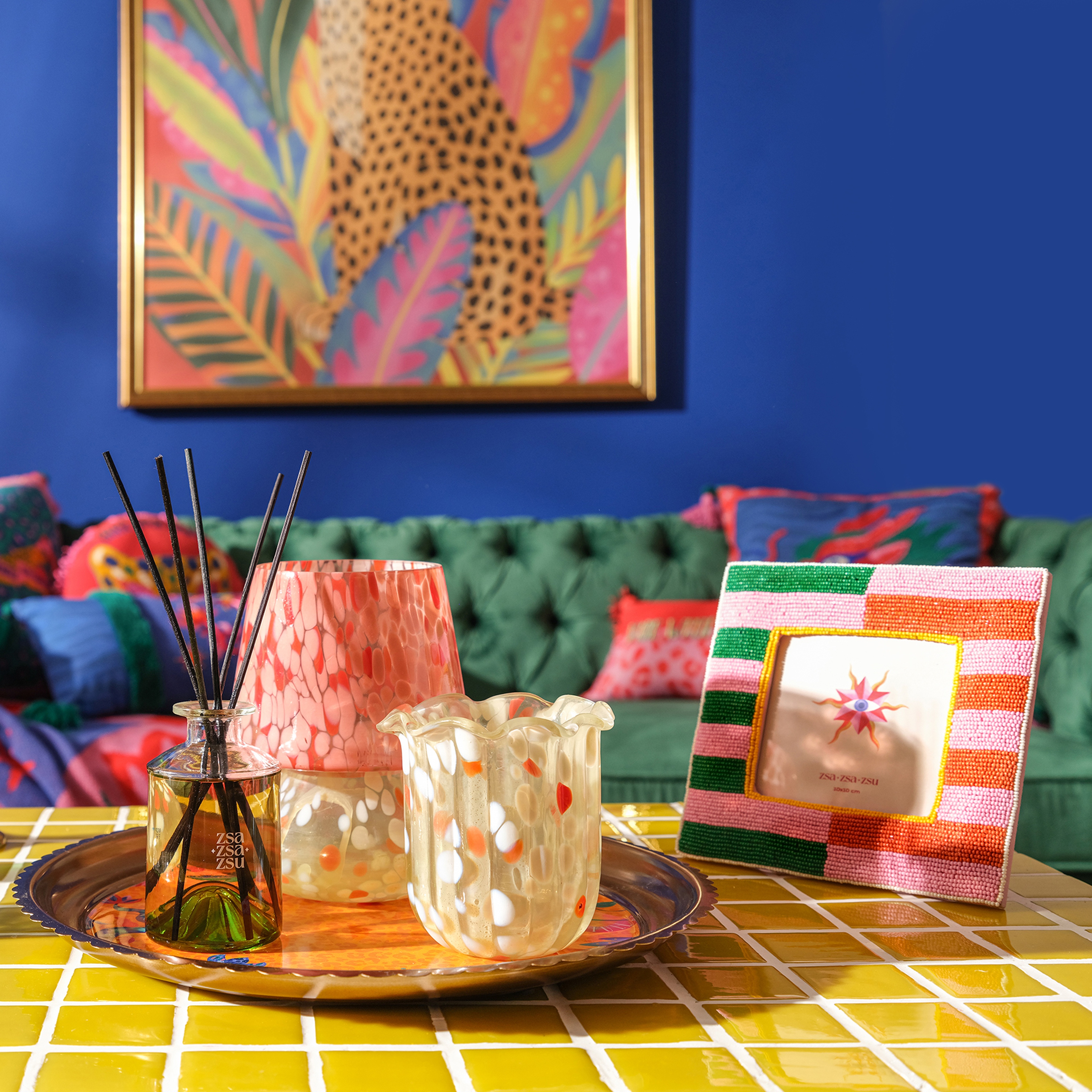 Aravalı Cam Vazo 12x12x11 Cm Turuncu - Beyaz