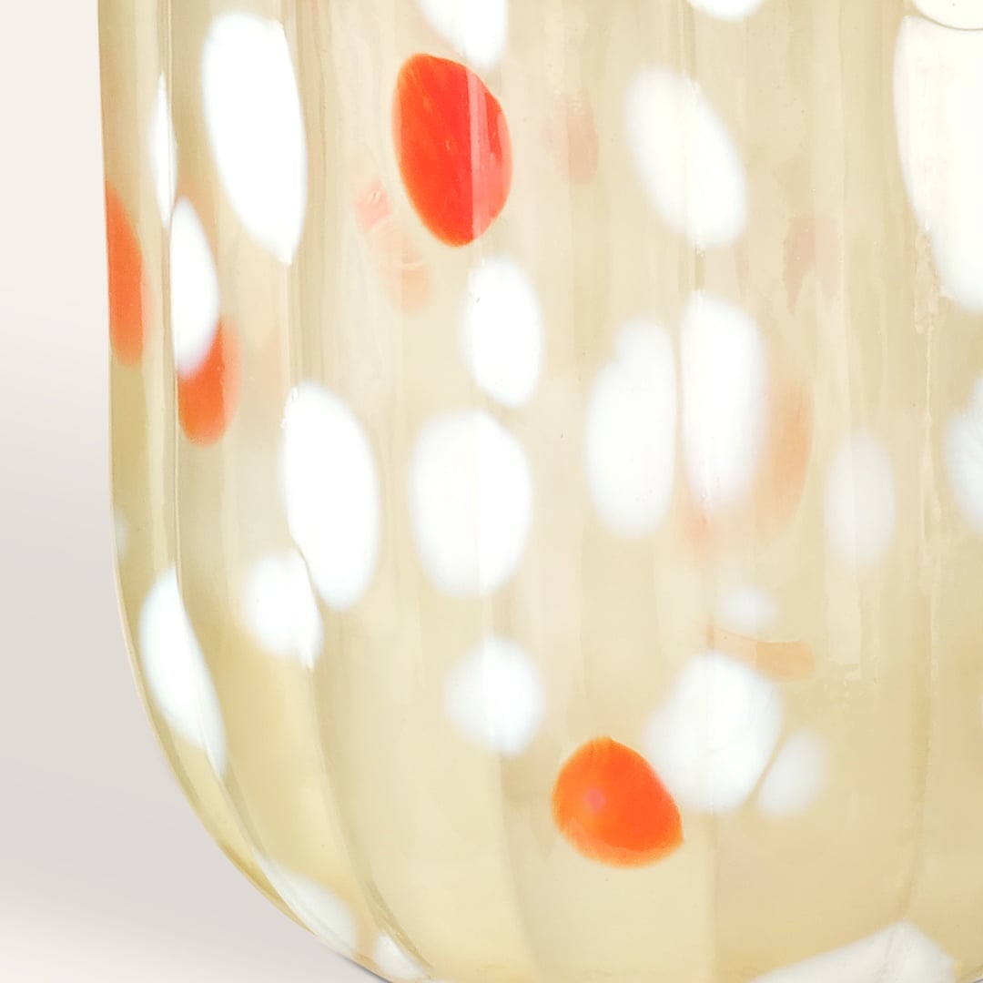 Aravalı Cam Vazo 12x12x11 Cm Turuncu - Beyaz