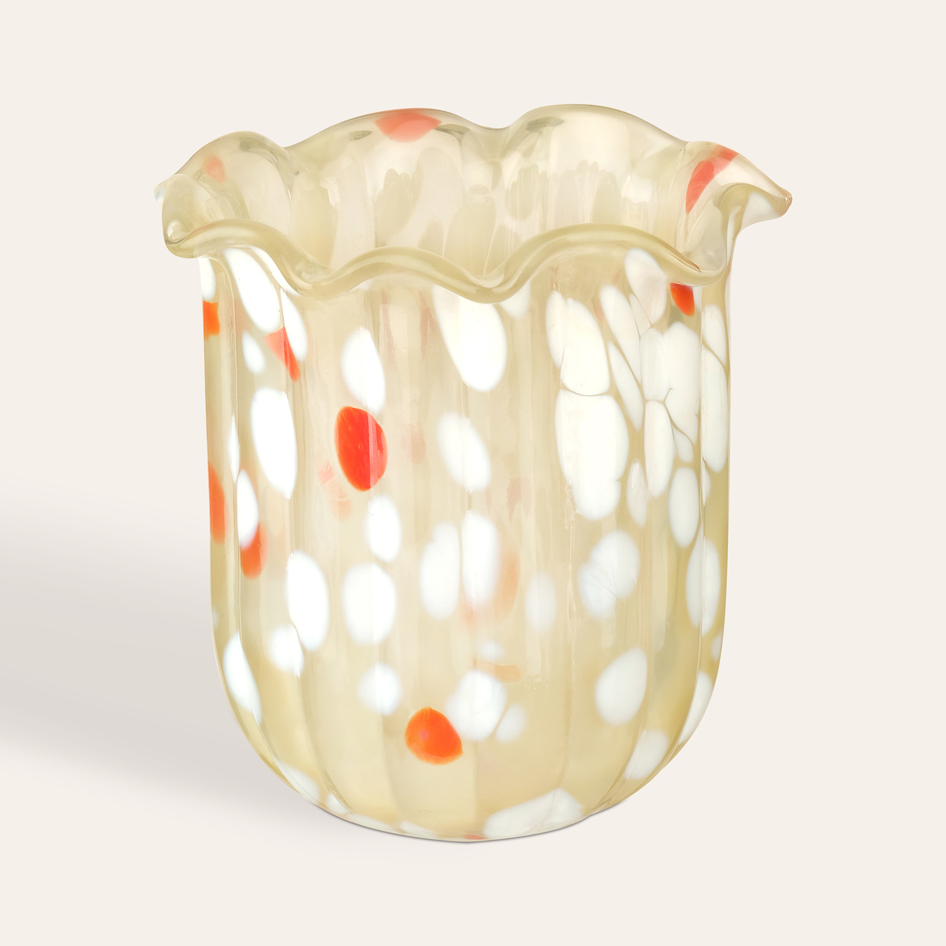 Aravalı Cam Vazo 12x12x11 Cm Turuncu - Beyaz