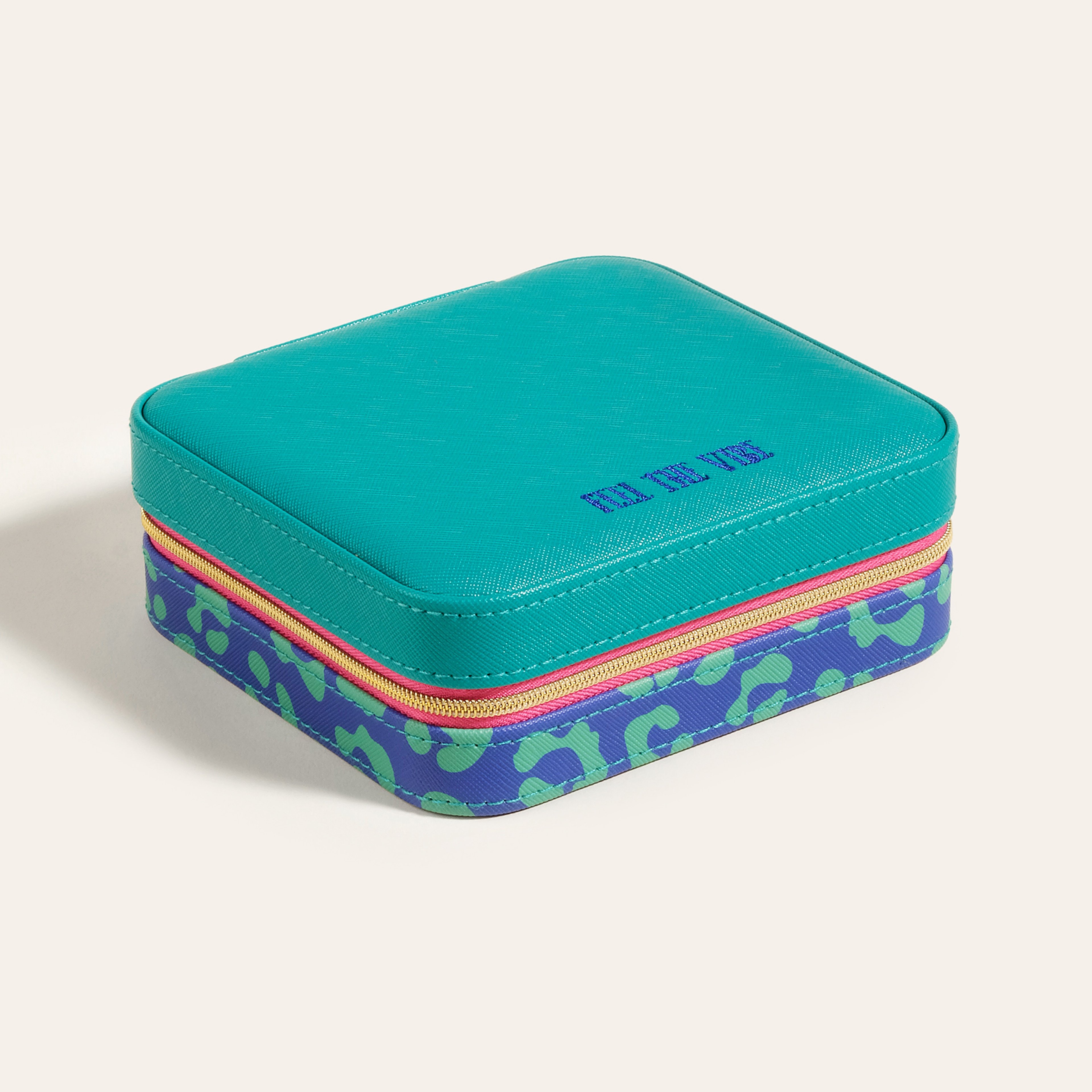 Meılın Pvc Takı Kutusu 14.5x13.5x5.1 Cm Koyu Yeşil - Koyu Mavi