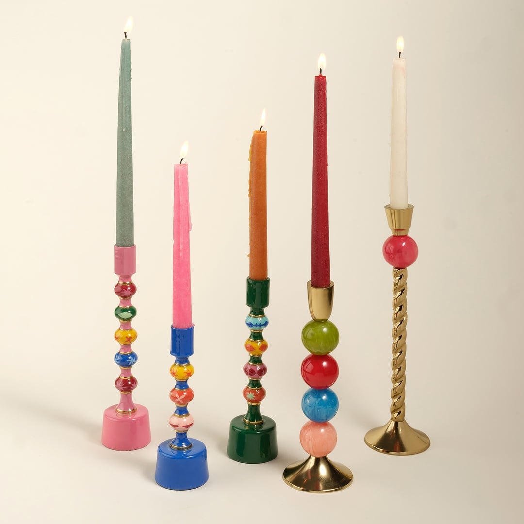 Tanda Alumınyum Şamdan 8x8x32 Cm Altın- Kırmızı