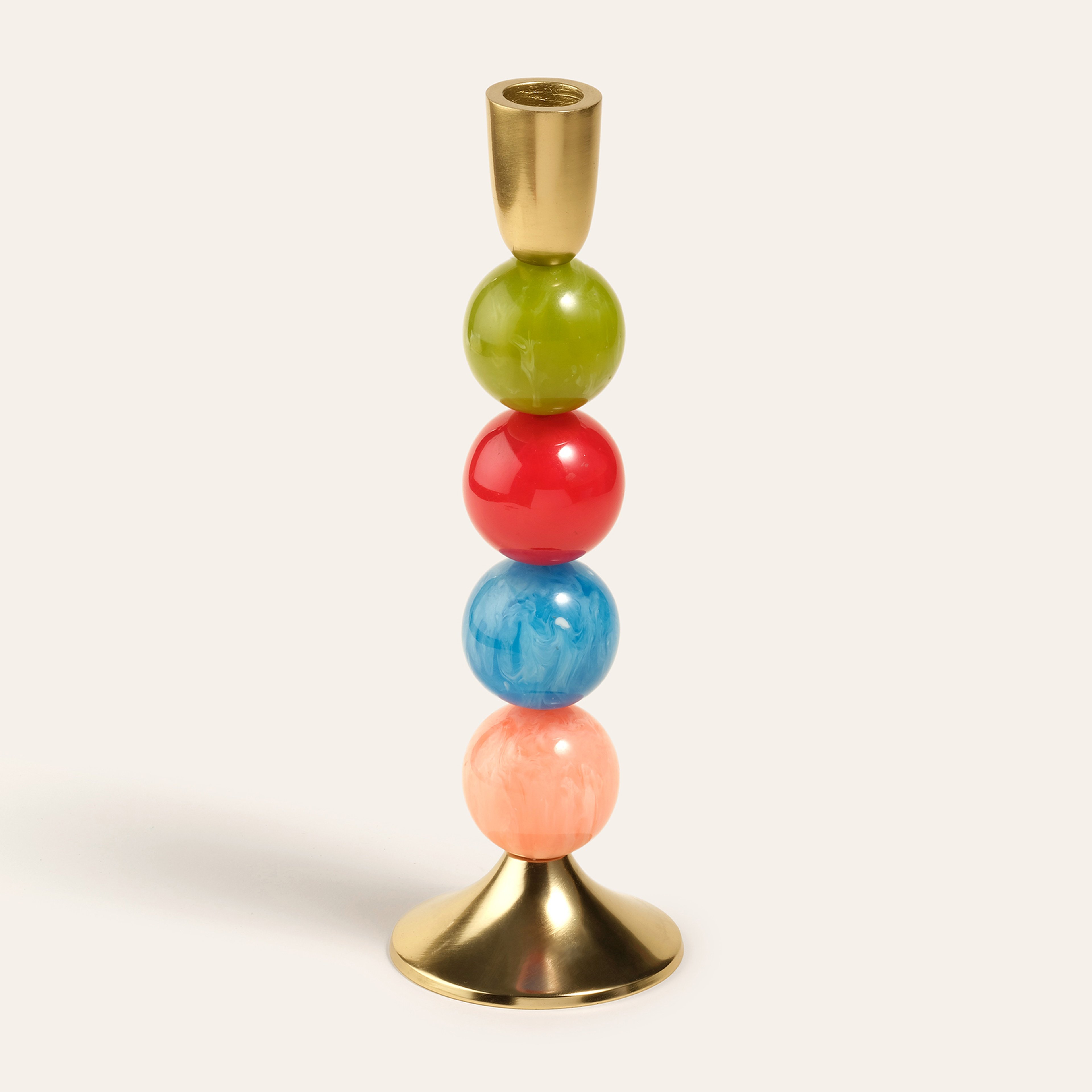 Tanda Alumınyum Şamdan 8x8x26 Cm Altın - Renkli