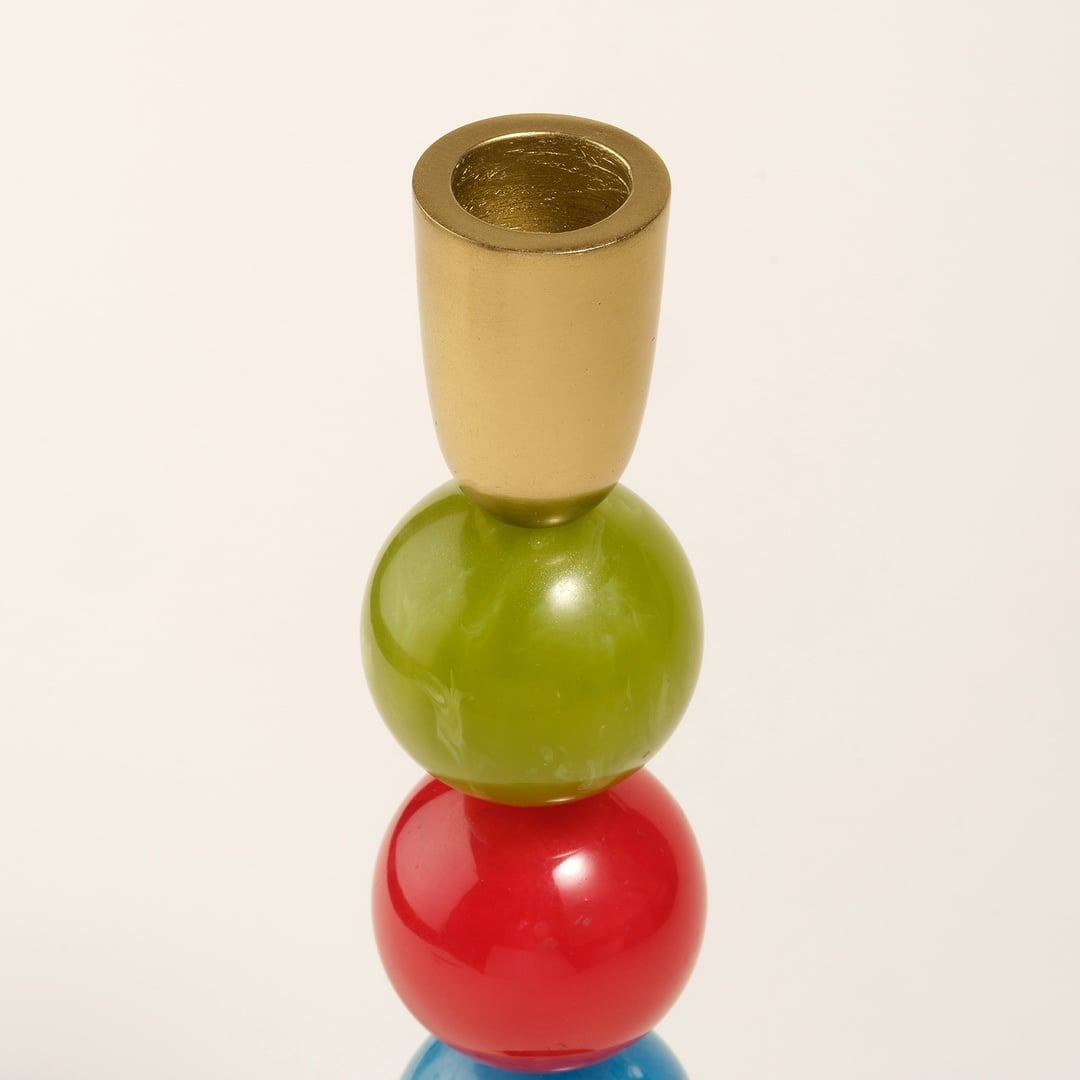 Tanda Alumınyum Şamdan 8x8x26 Cm Altın - Renkli