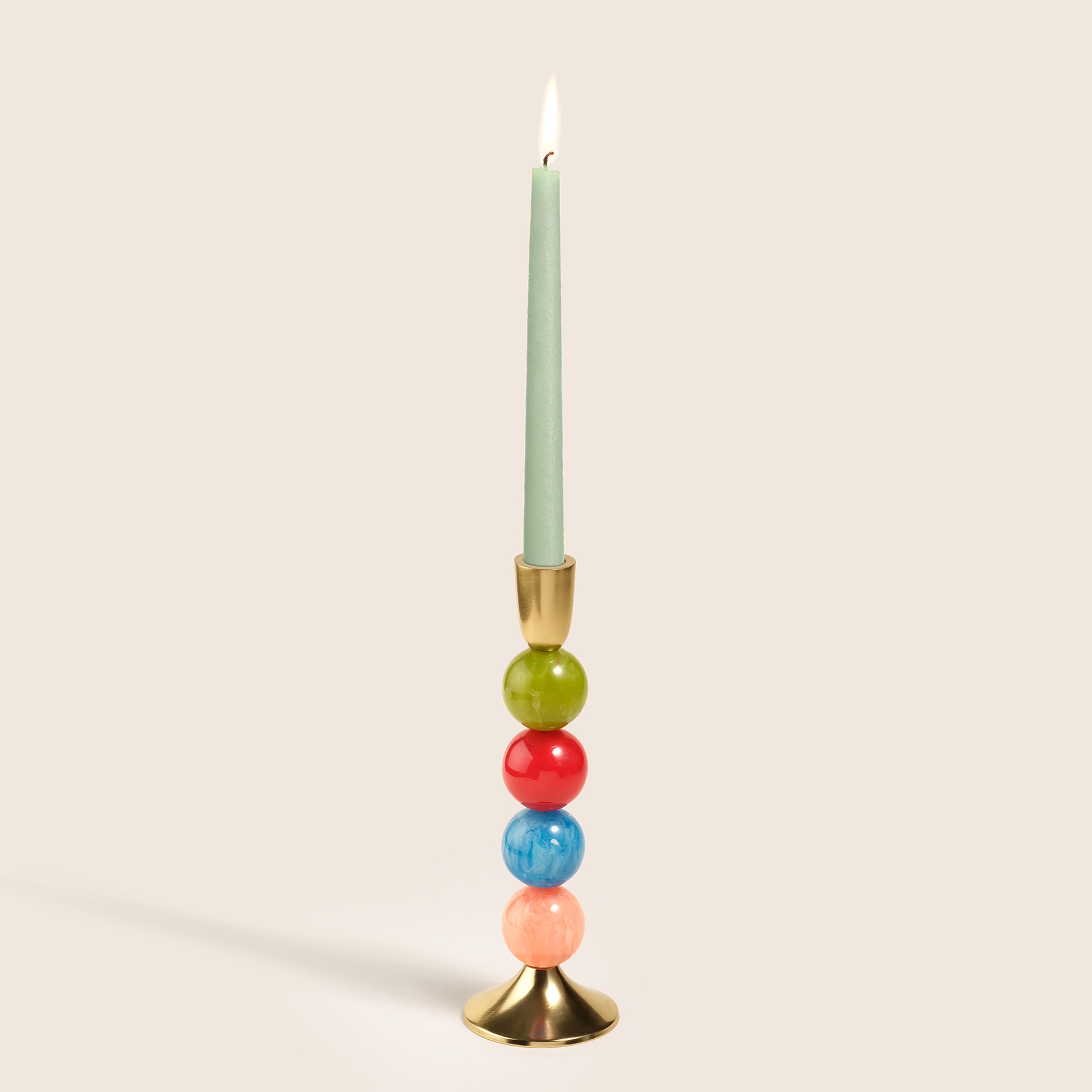 Tanda Alumınyum Şamdan 8x8x26 Cm Altın - Renkli