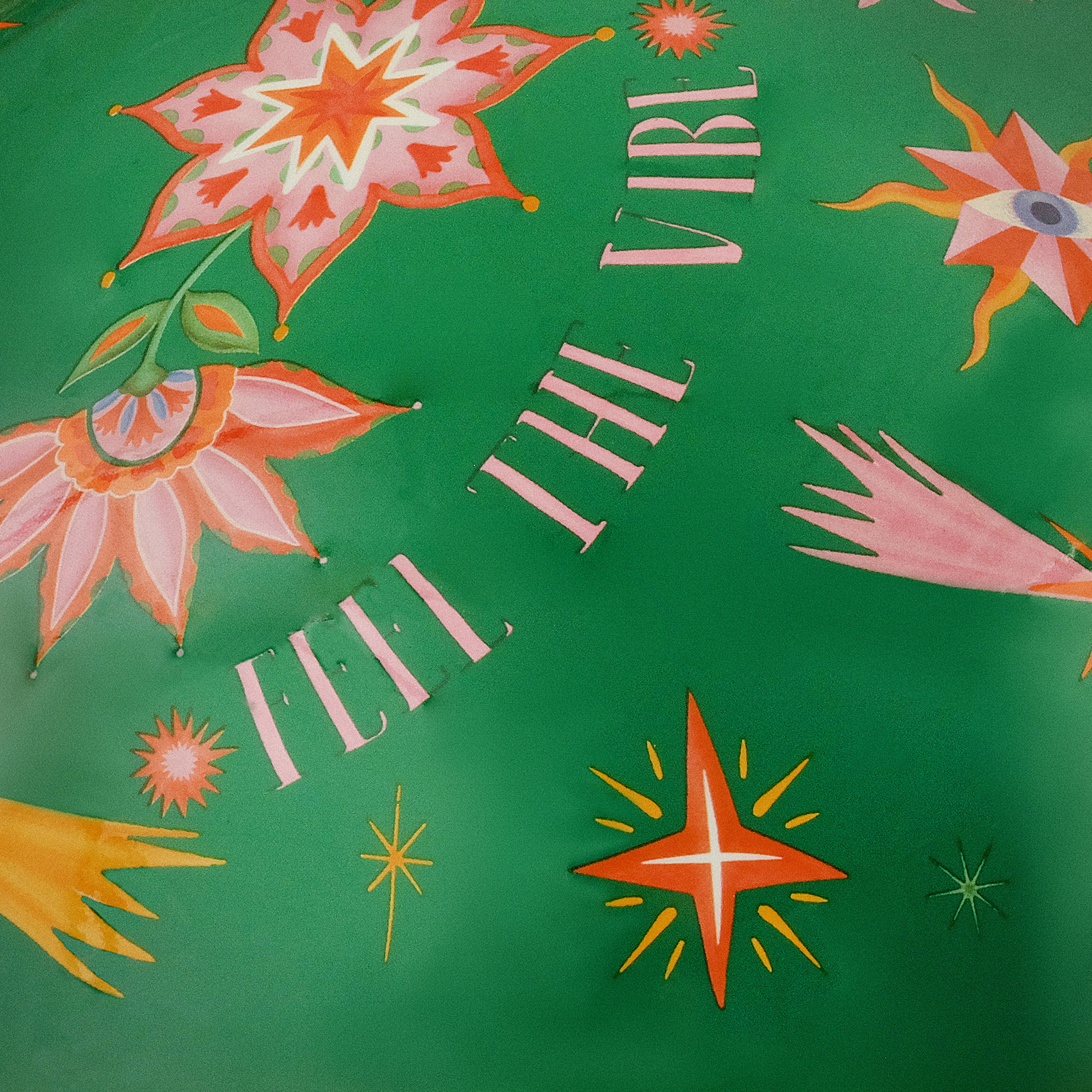 Tanbu Porselen Abajur 28x28x33 Cm Yeşil - Turuncu