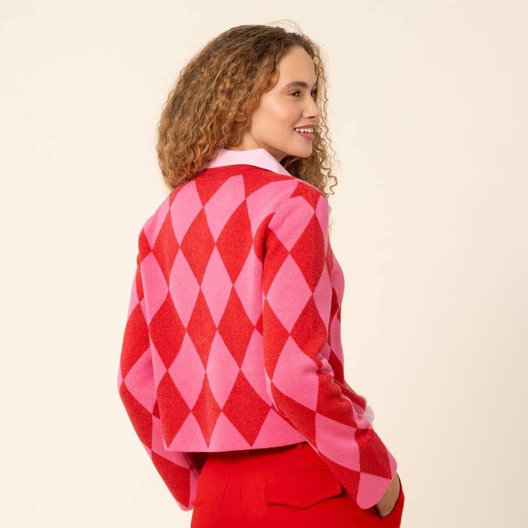 Tarabya Triko Kazak - Pembe - Kırmızı