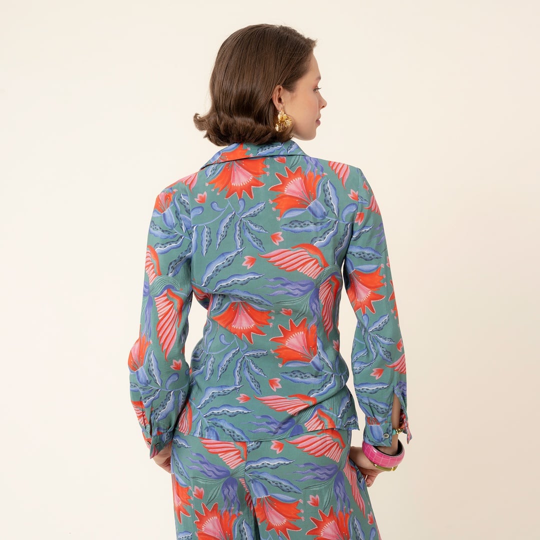 Tavas Dijital Baskılı Gömlek - Yeşil