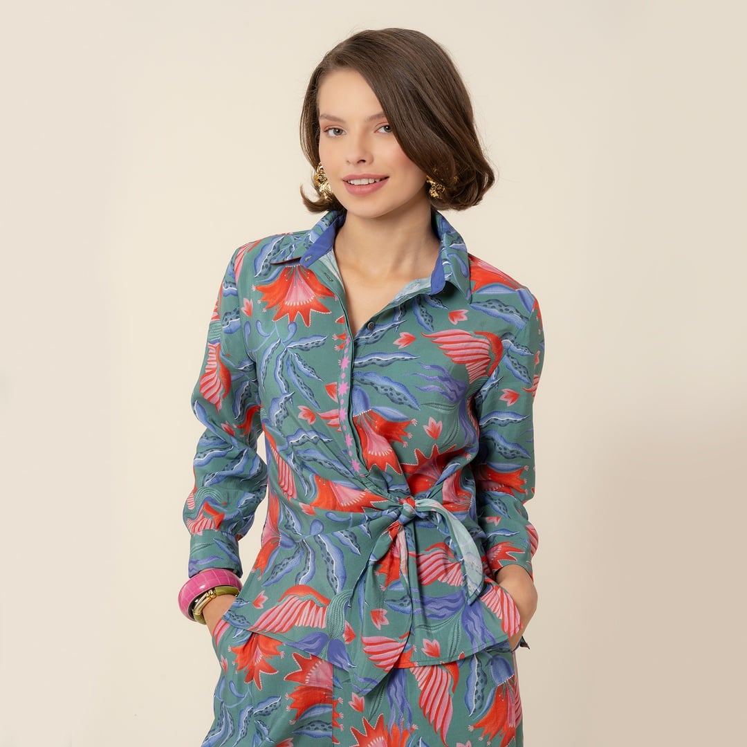 Tavas Dijital Baskılı Gömlek - Yeşil