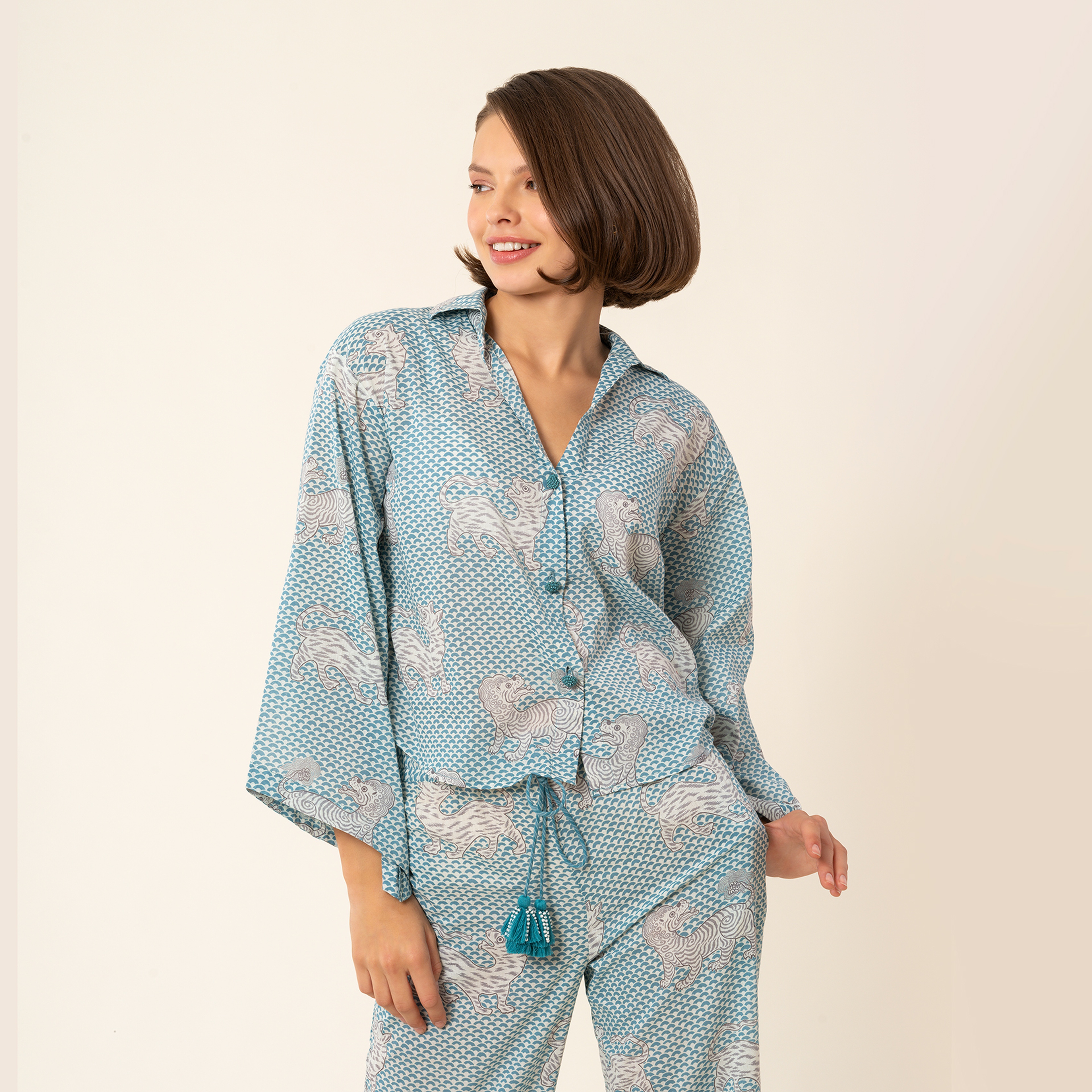 Gaya El Baskısı Pantolon - Yeşil