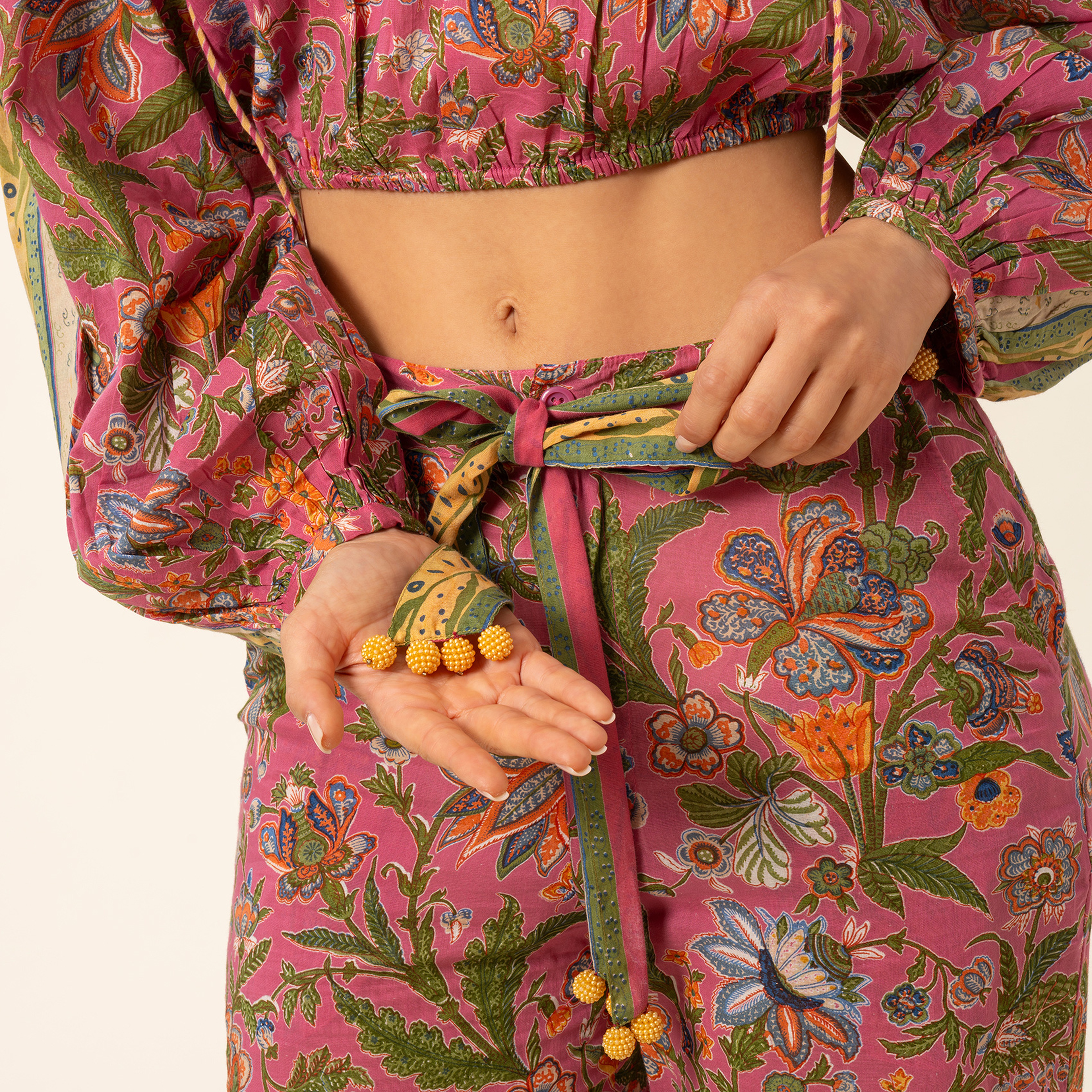 Gaya El Baskısı Pantolon - Kırmızı