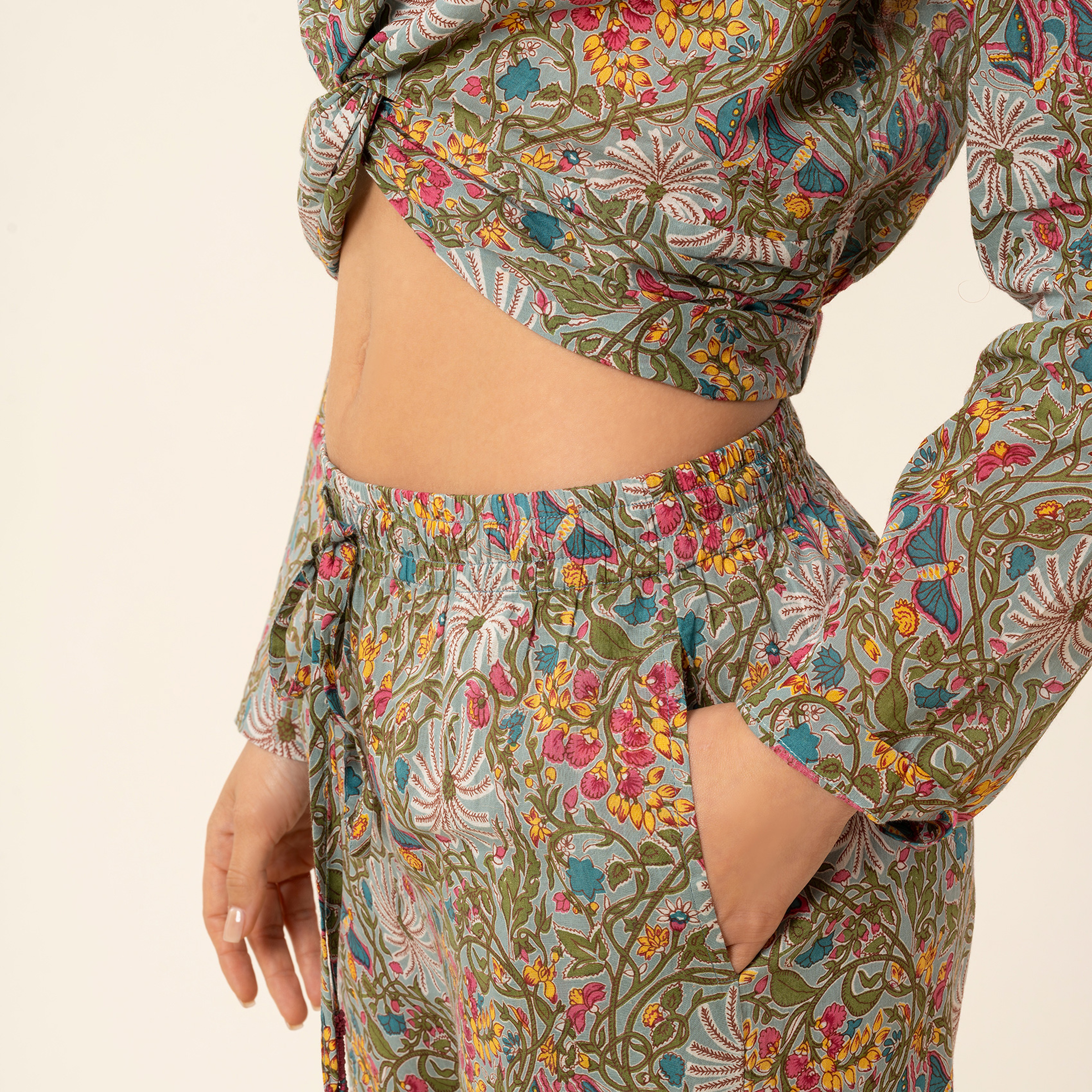 Gaya El Baskısı Pantolon - Yeşil