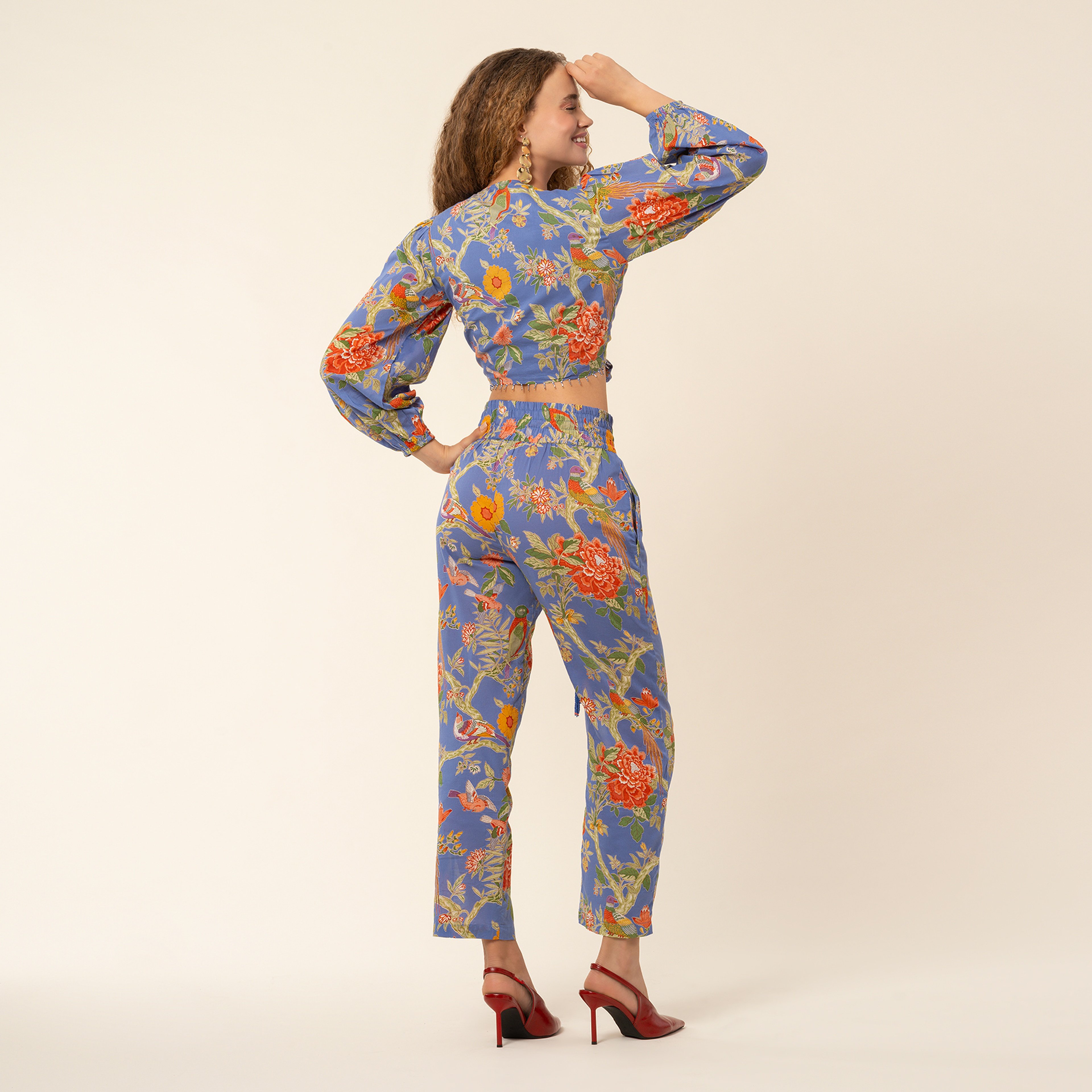 Gaya El Baskısı Pantolon - Mavi