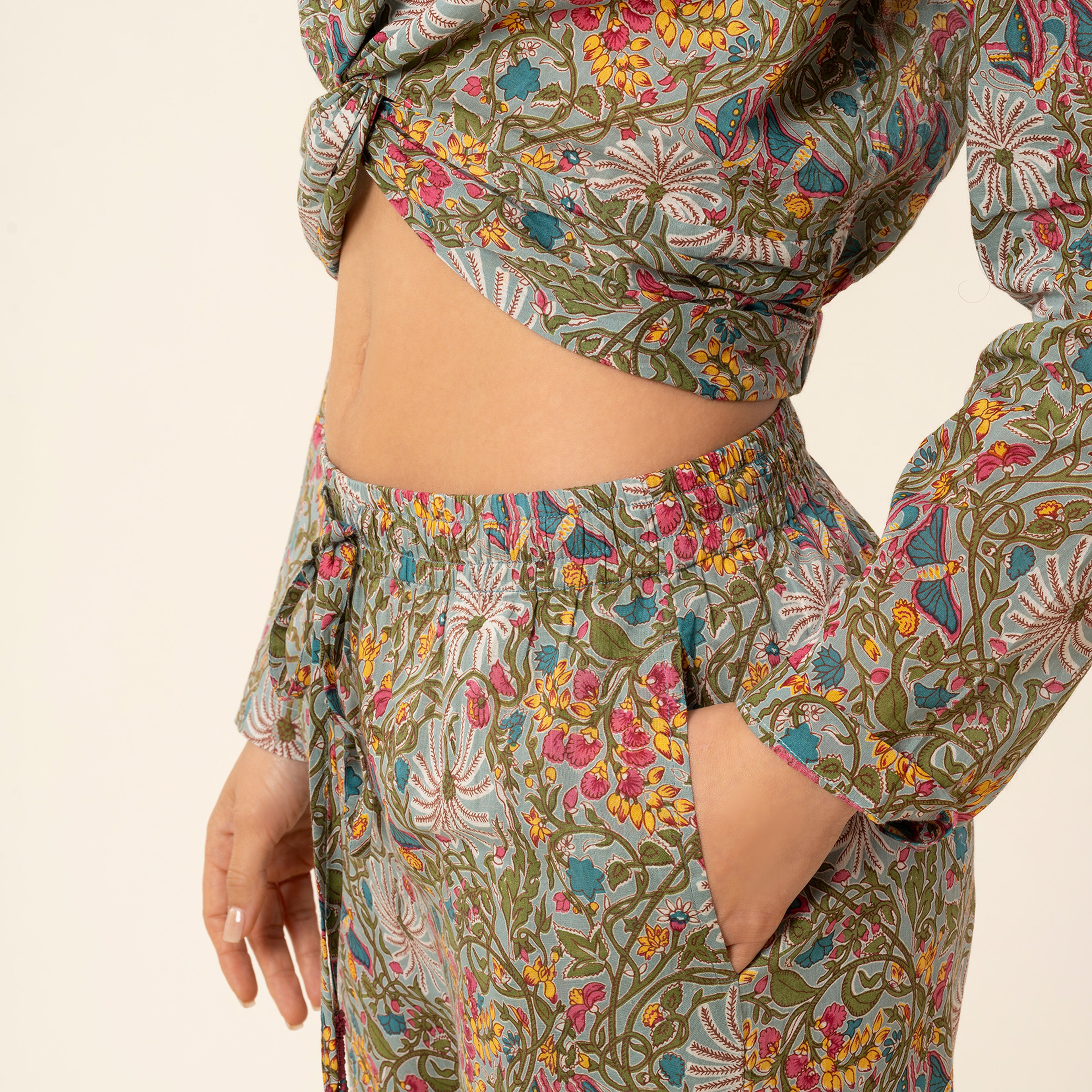 Gaya El Baskısı Pantolon - Yeşil