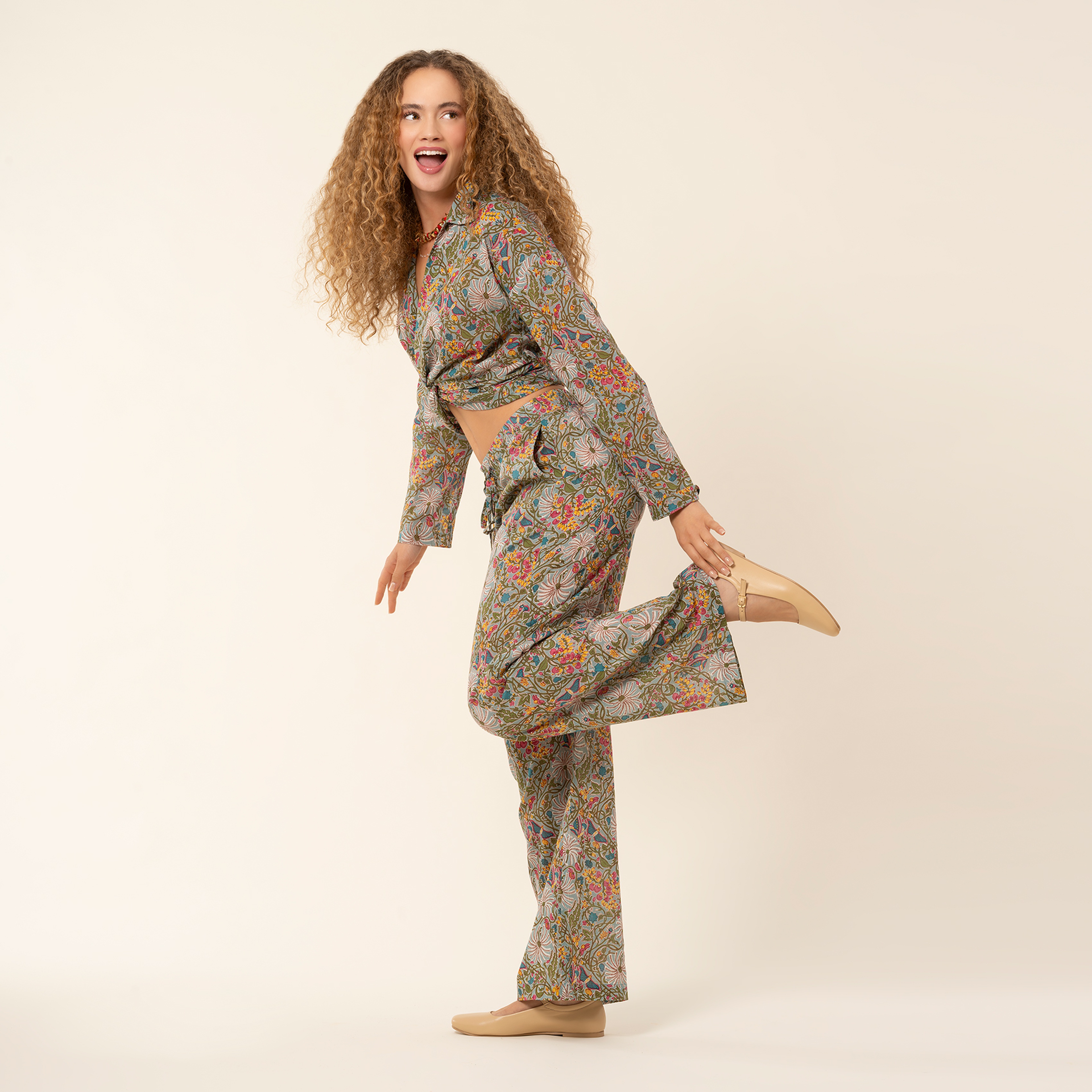 Gaya El Baskısı Gömlek - Yeşil