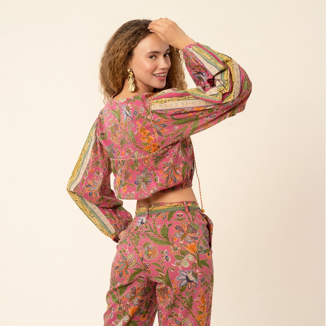 Gaya El Baskısı Bluz - Kırmızı