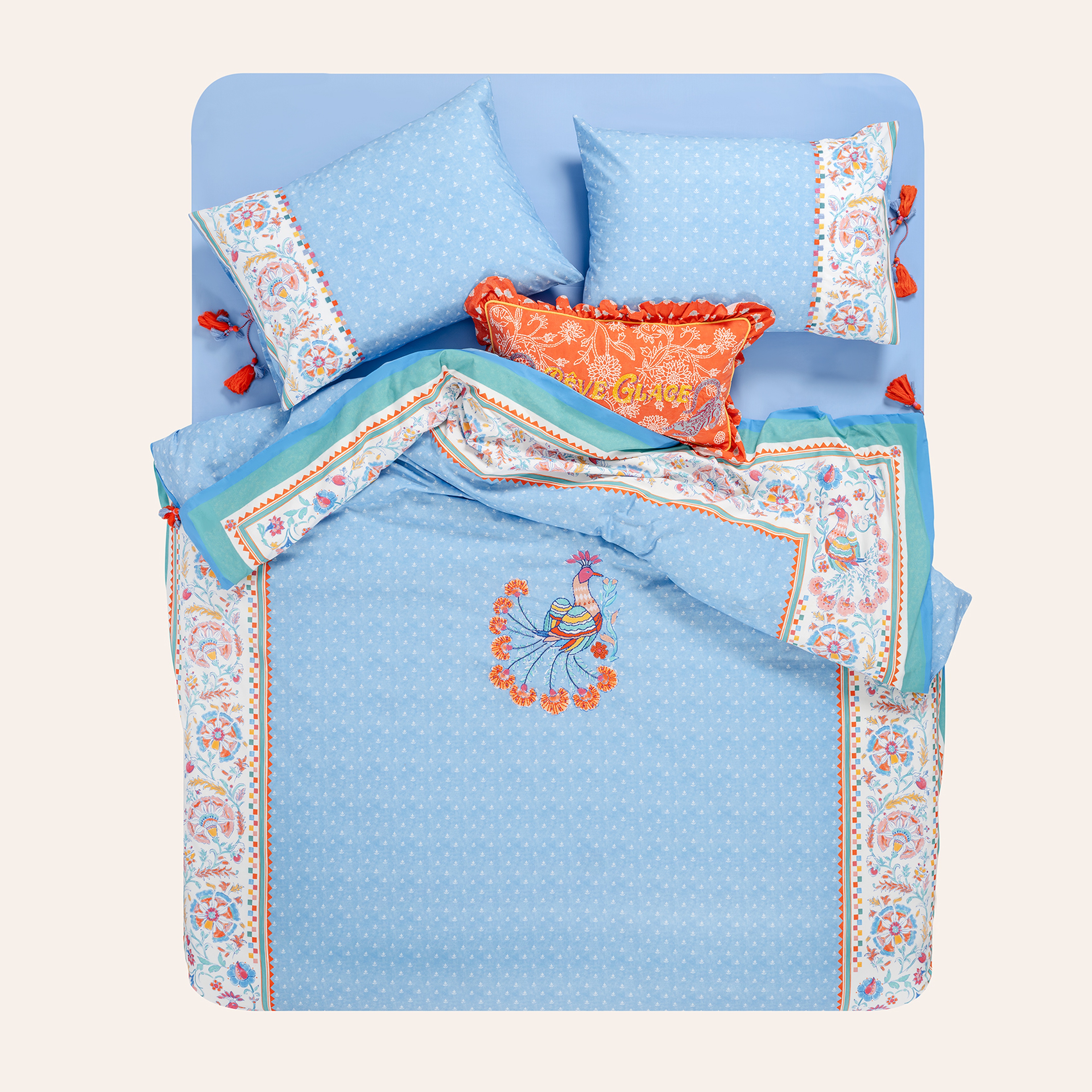 Sansad Mavi Kıng Sıze Pamuk Nevresim Takımı