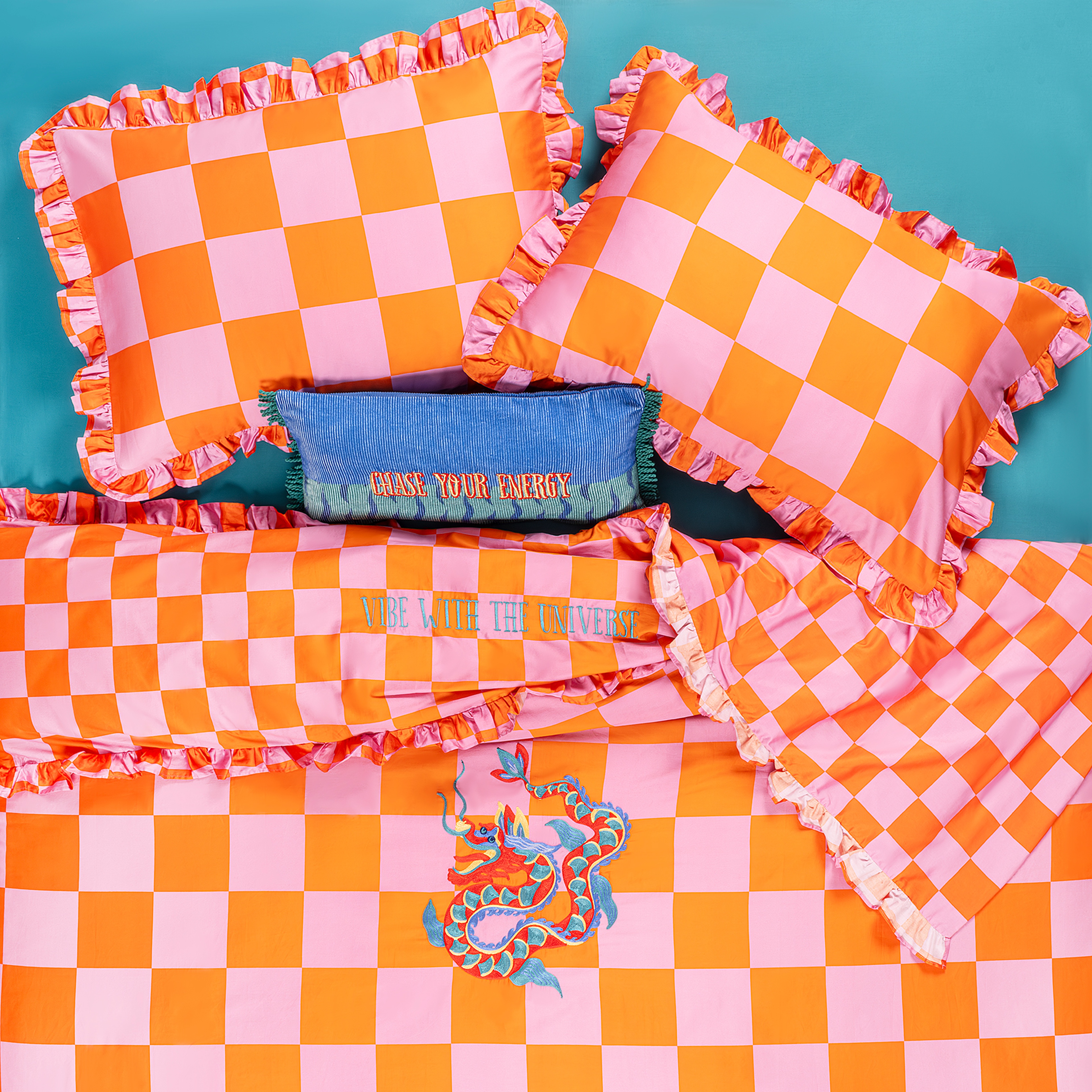 Lahor Pembe Pamuk Saten Nevresim Seti