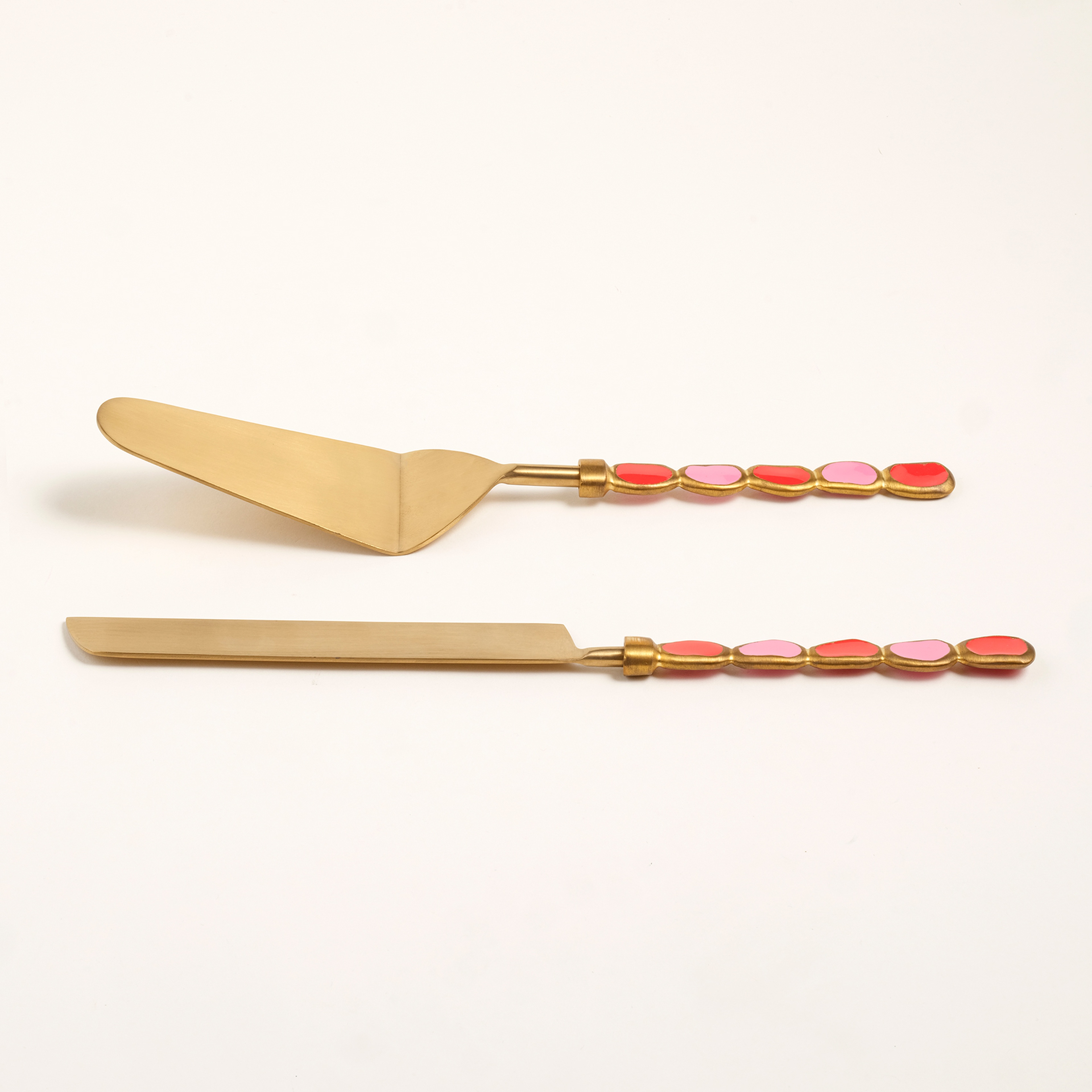 Rampur Çelik - Pirinç Servis Seti 30x10x2 Cm Kırmızı - Pembe