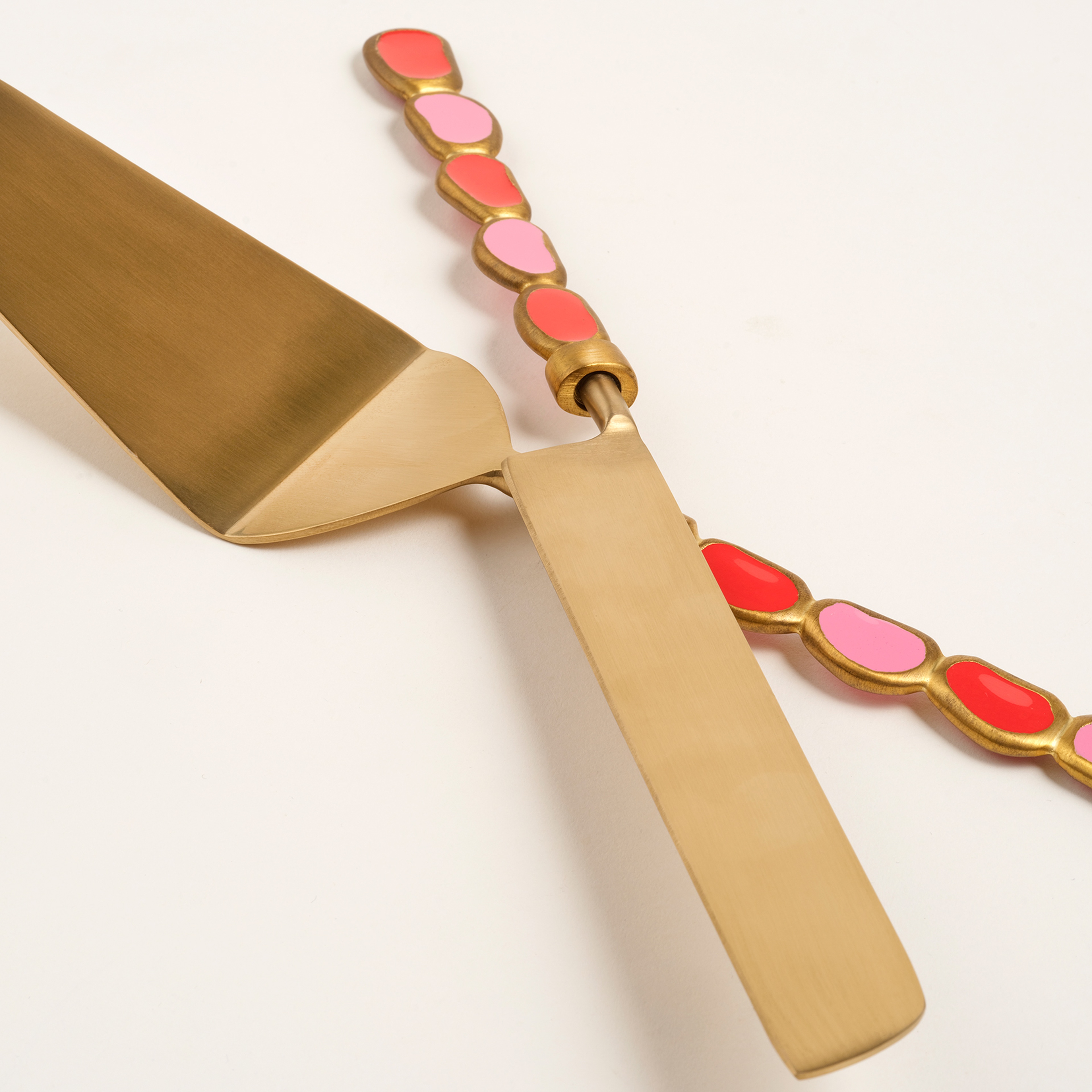 Rampur Çelik - Pirinç Servis Seti 30x10x2 Cm Kırmızı - Pembe