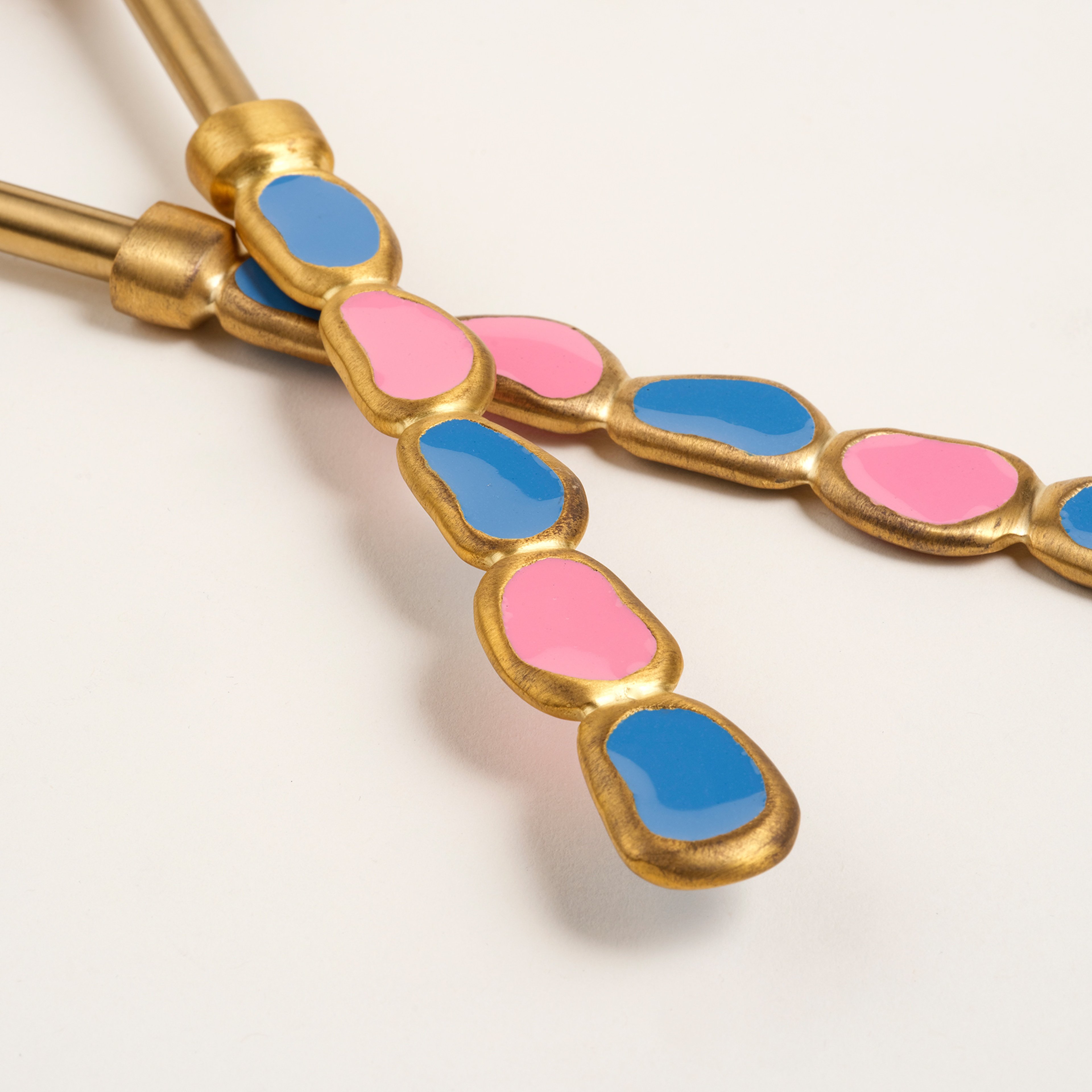 Rampur Çelik - Pirinç Salata Kaşık Seti 26 Cm Pembe - Mavi