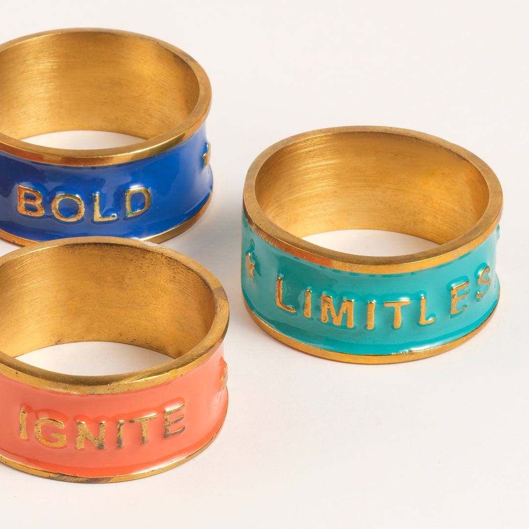 Rampur Çelik - Pirinç Peçete Halkası 5 Cm Altın - Renkli