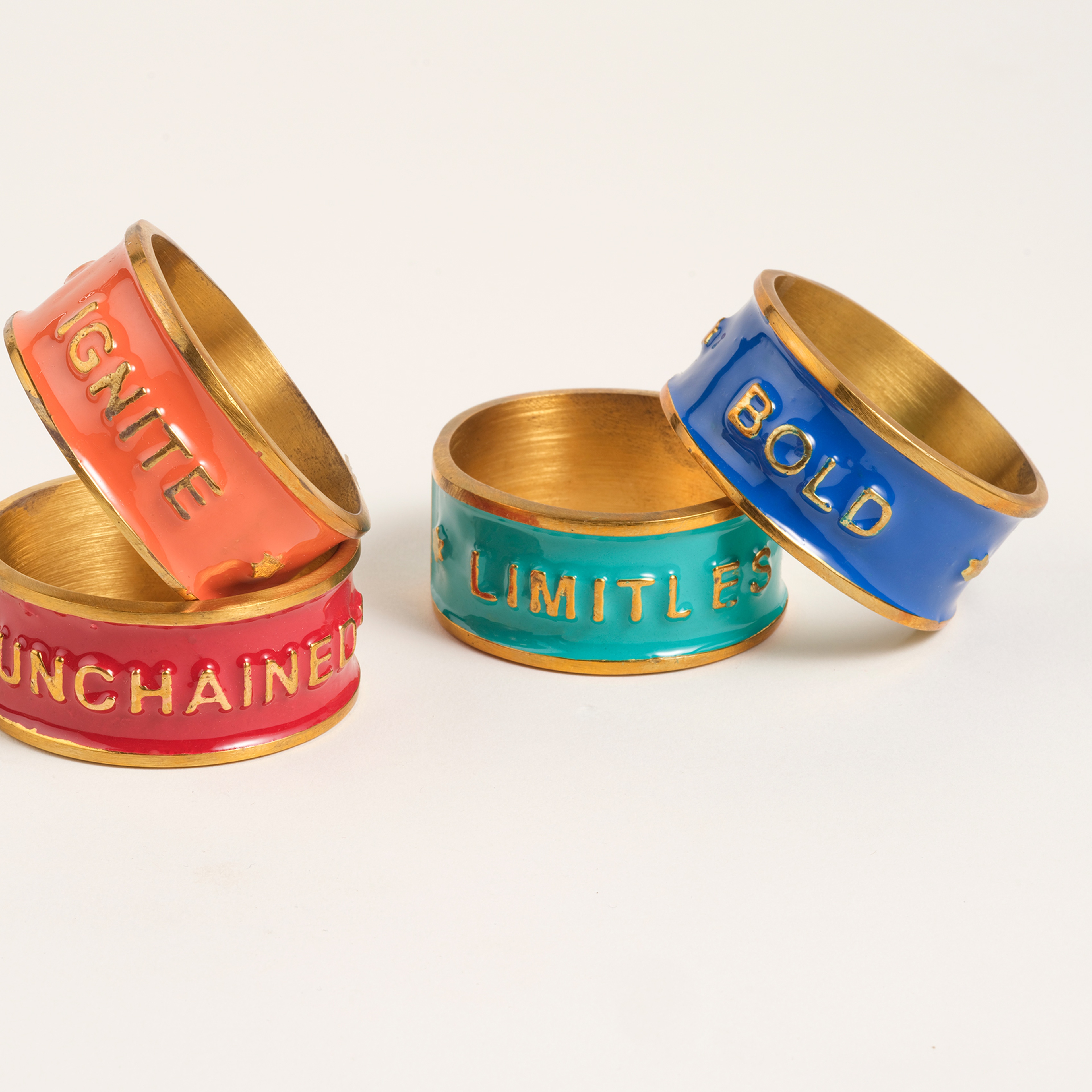 Rampur Çelik - Pirinç Peçete Halkası 5 Cm Altın - Renkli