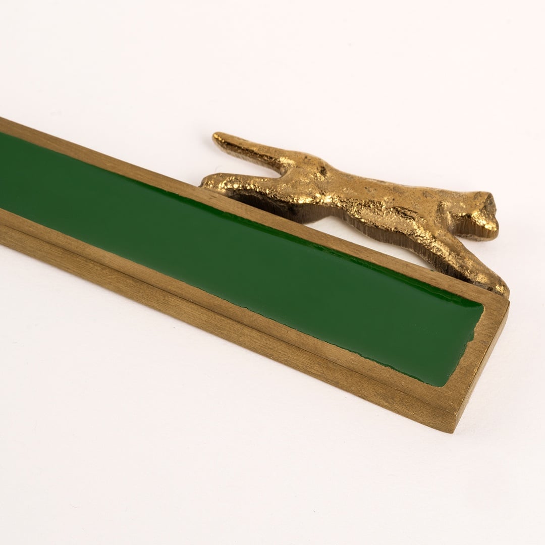 Rampur Çelik - Pirinç Dekoratif Obje 3x16x1 Cm Altın-yeşil