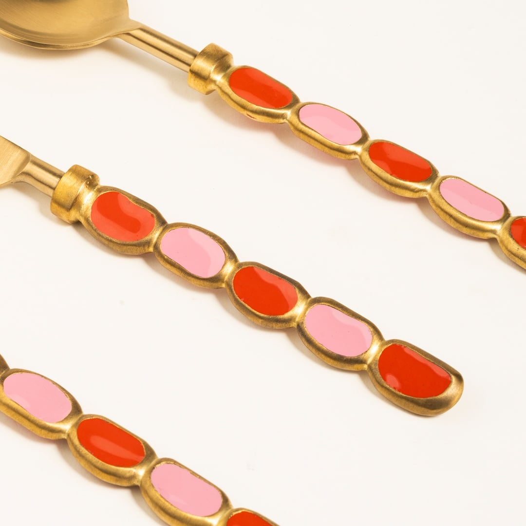 Rampur Çelik - Pirinç Çkb Seti 4x23x2 Cm Kırmızı - Pembe