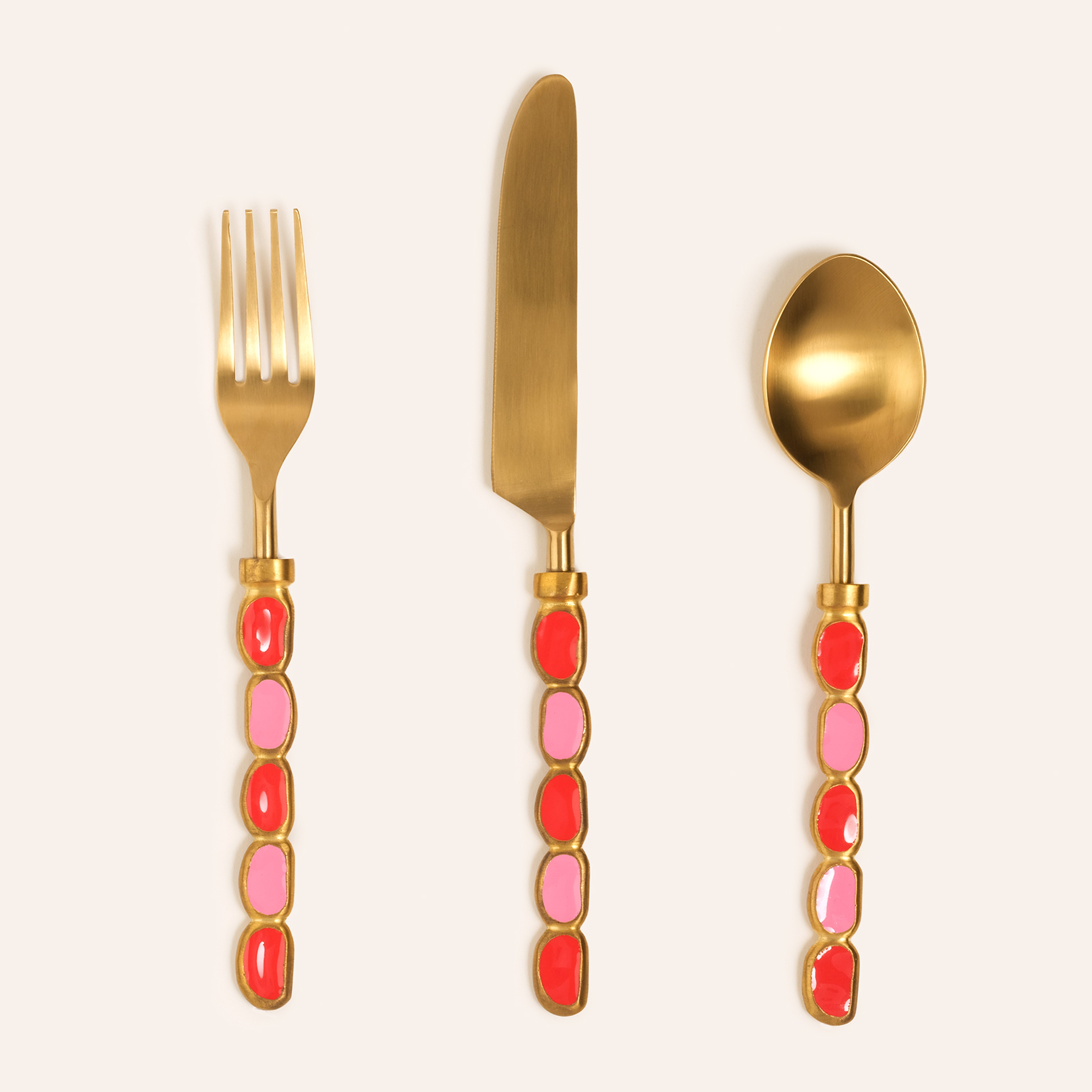 Rampur Çelik - Pirinç Çkb Seti 4x23x2 Cm Kırmızı - Pembe