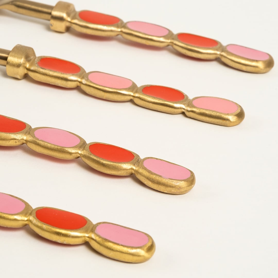 Rampur Çelik - Pirinç Çkb Seti 2x15x0.3 Cm Kırmızı - Pembe