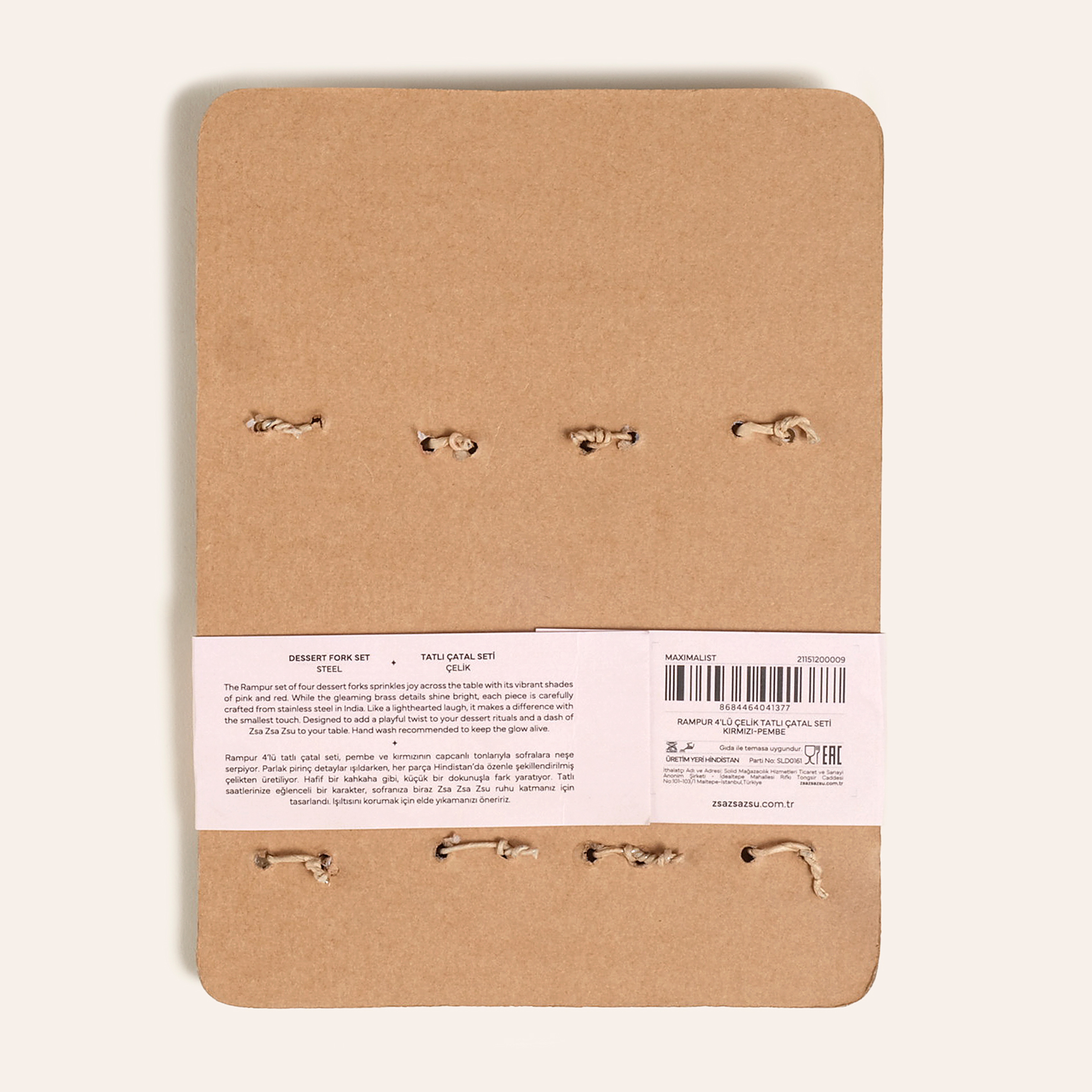 Rampur Çelik - Pirinç Çkb Seti 2x15x0.3 Cm Kırmızı - Pembe