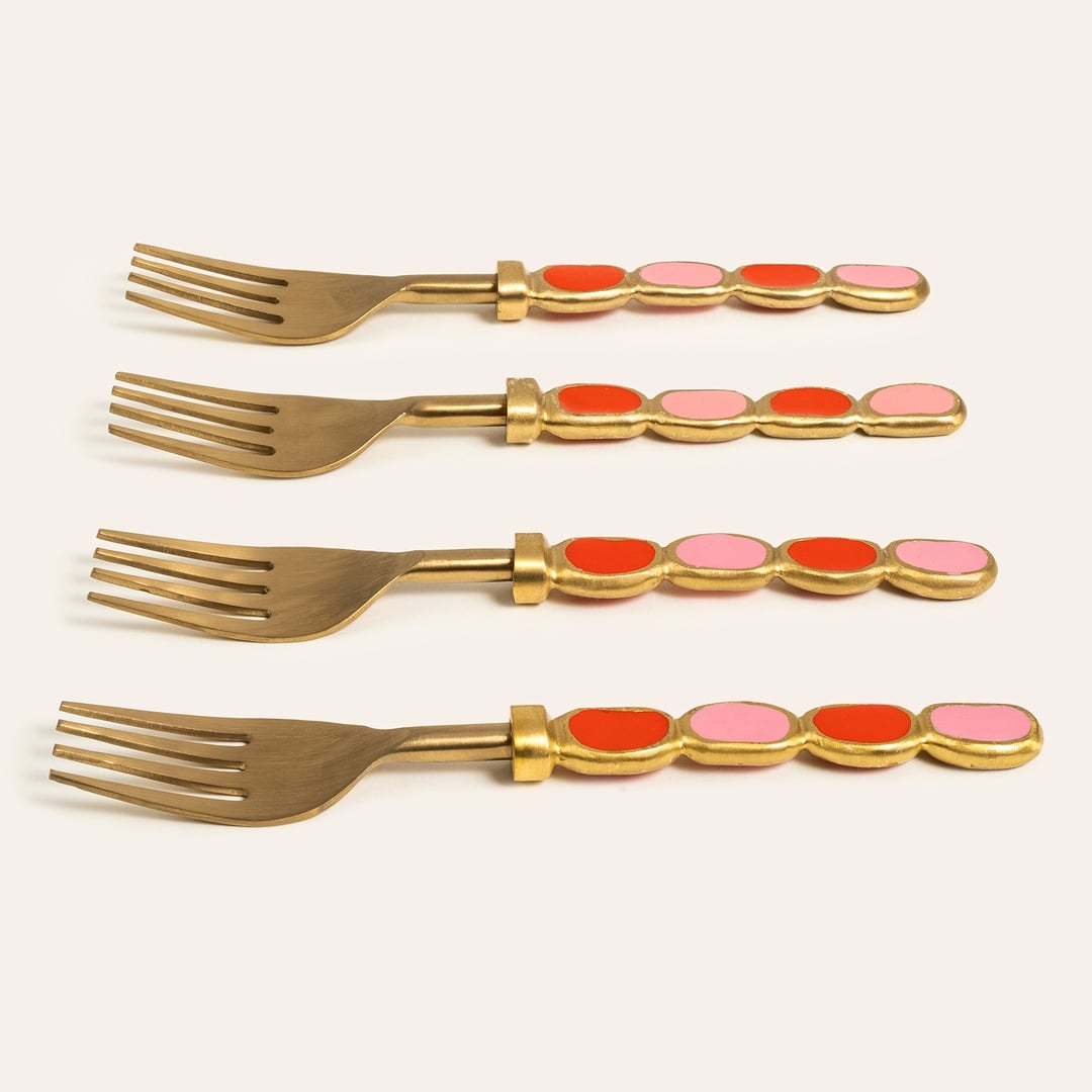 Rampur Çelik - Pirinç Çkb Seti 2x15x0.3 Cm Kırmızı - Pembe