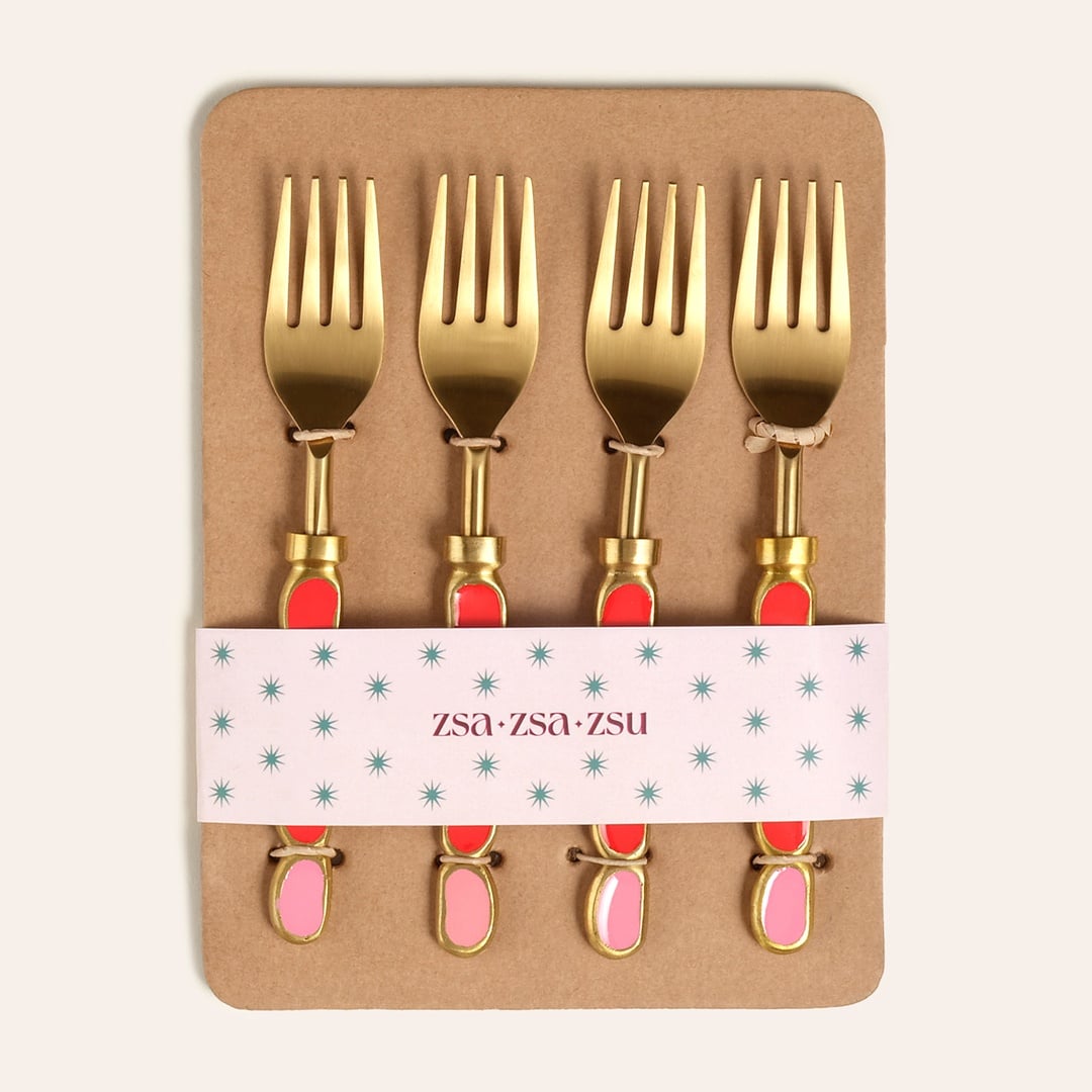 Rampur Çelik - Pirinç Çkb Seti 2x15x0.3 Cm Kırmızı - Pembe