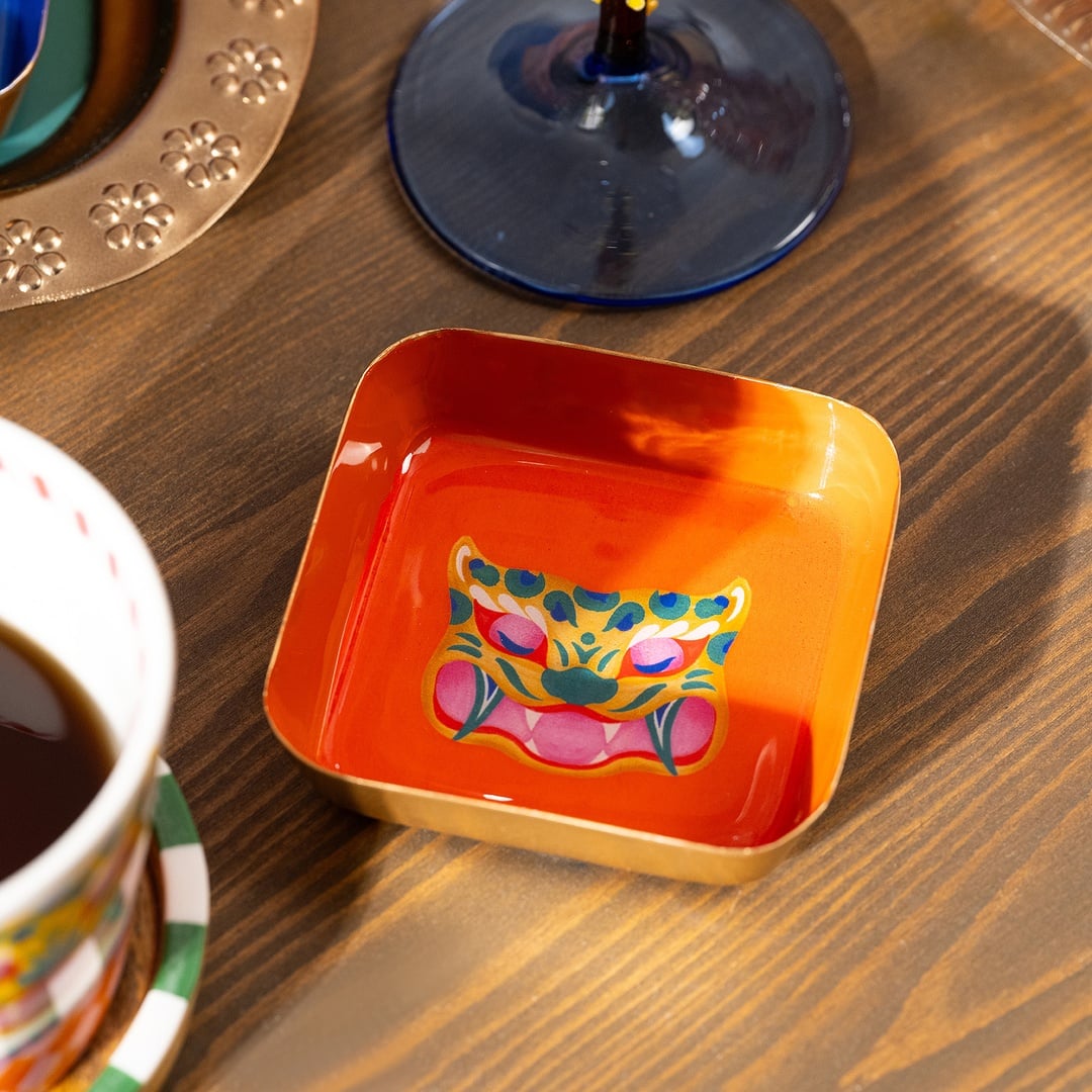 Nanpur Metal Dekoratif Tepsi 9x9x2 Cm Turuncu