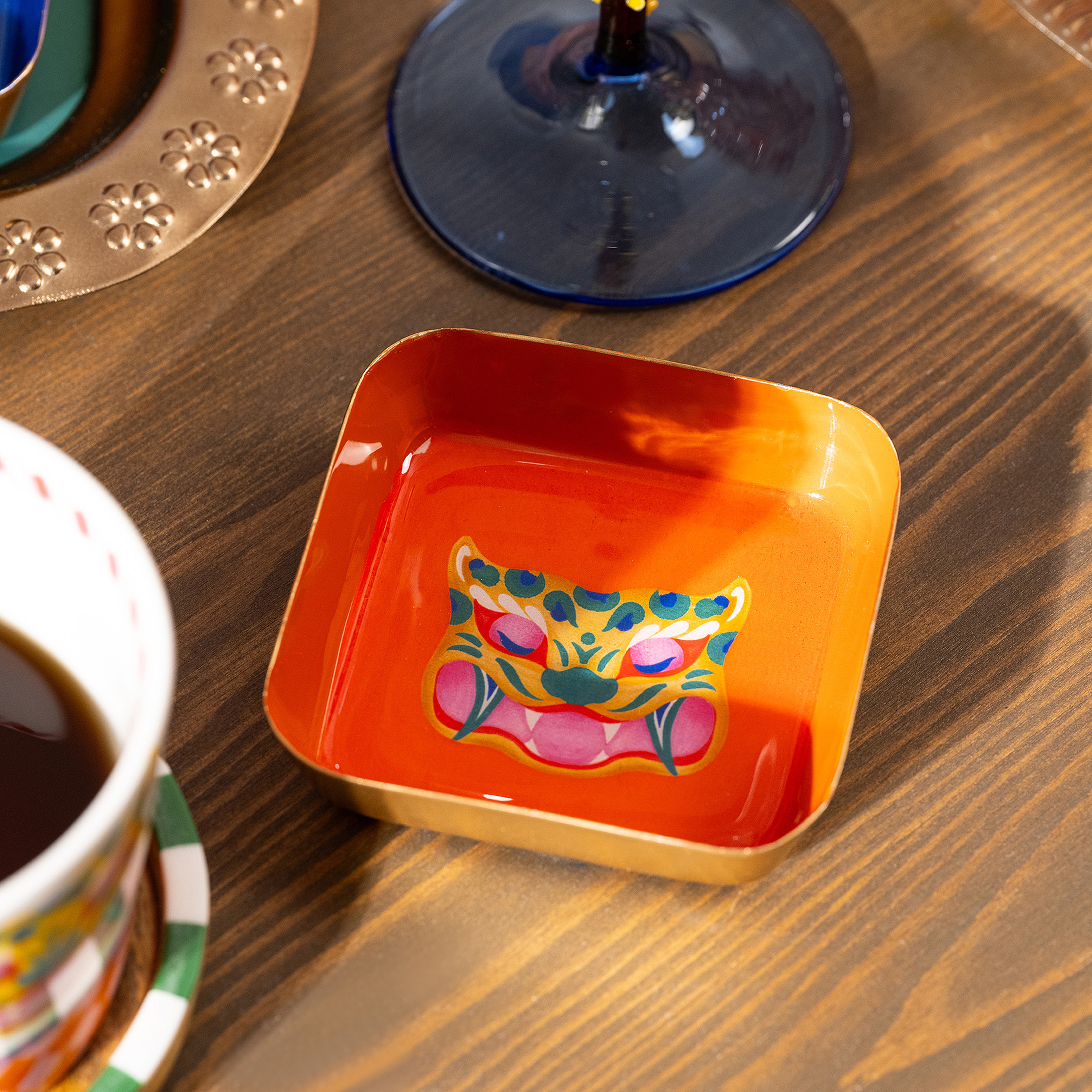 Nanpur Metal Dekoratif Tepsi 9x9x2 Cm Turuncu