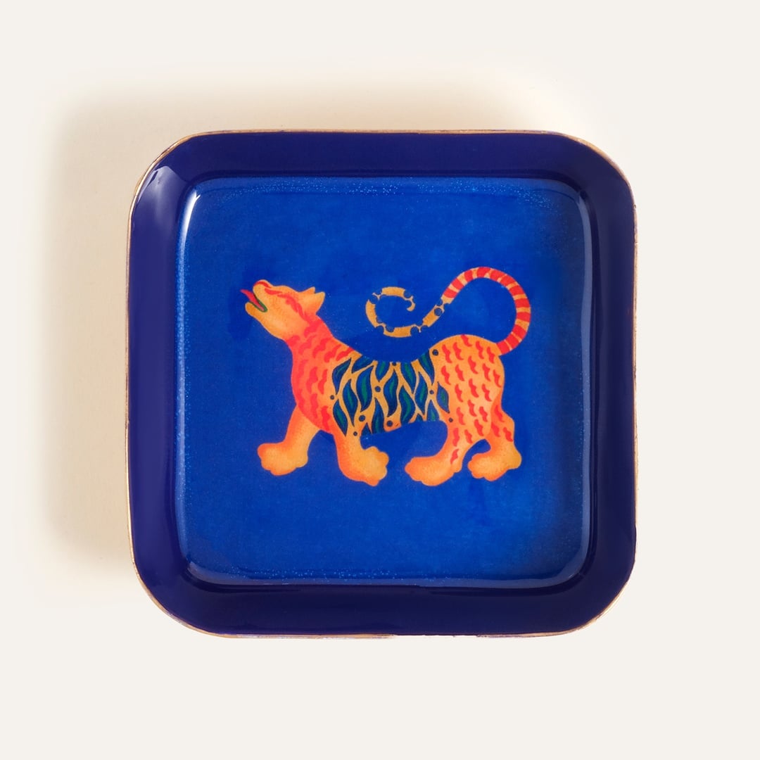 Nanpur Metal Dekoratif Tepsi 9x9x2 Cm Mavi