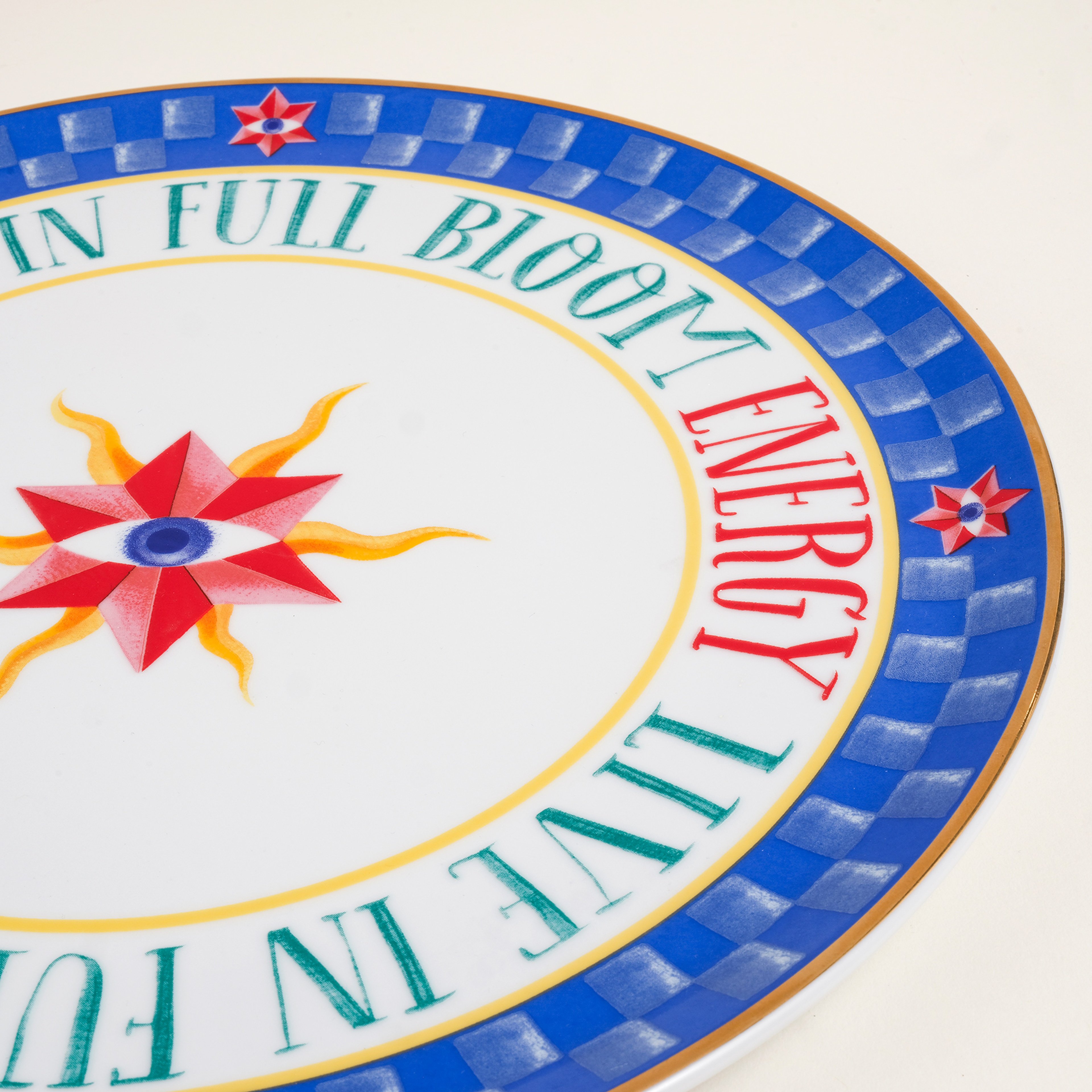 Lublın Porselen Pizza Tabağı 33x33x1.5 Cm Mavi-turuncu