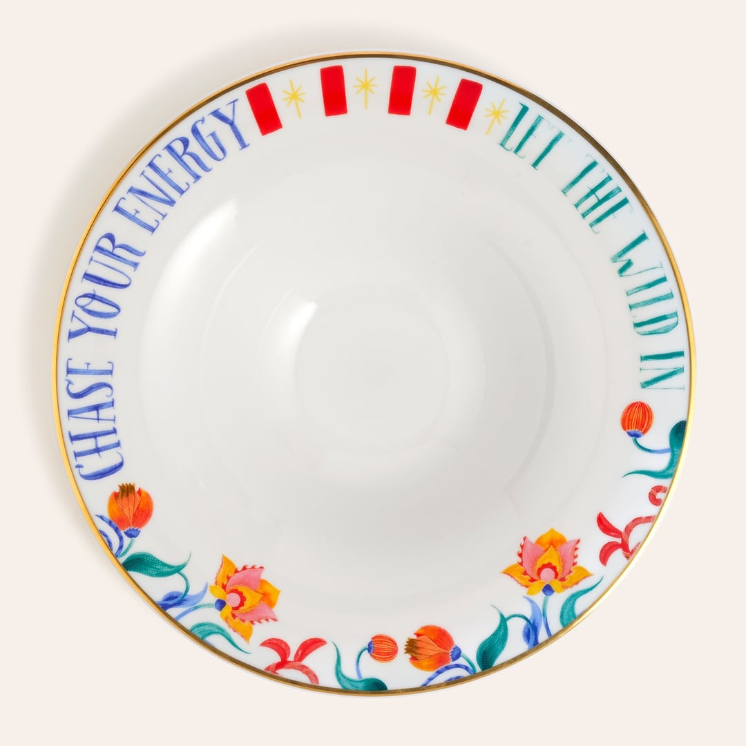 Lublın Porselen Makarna Tabağı 30x30x6.5 Cm Mavi - Yeşil