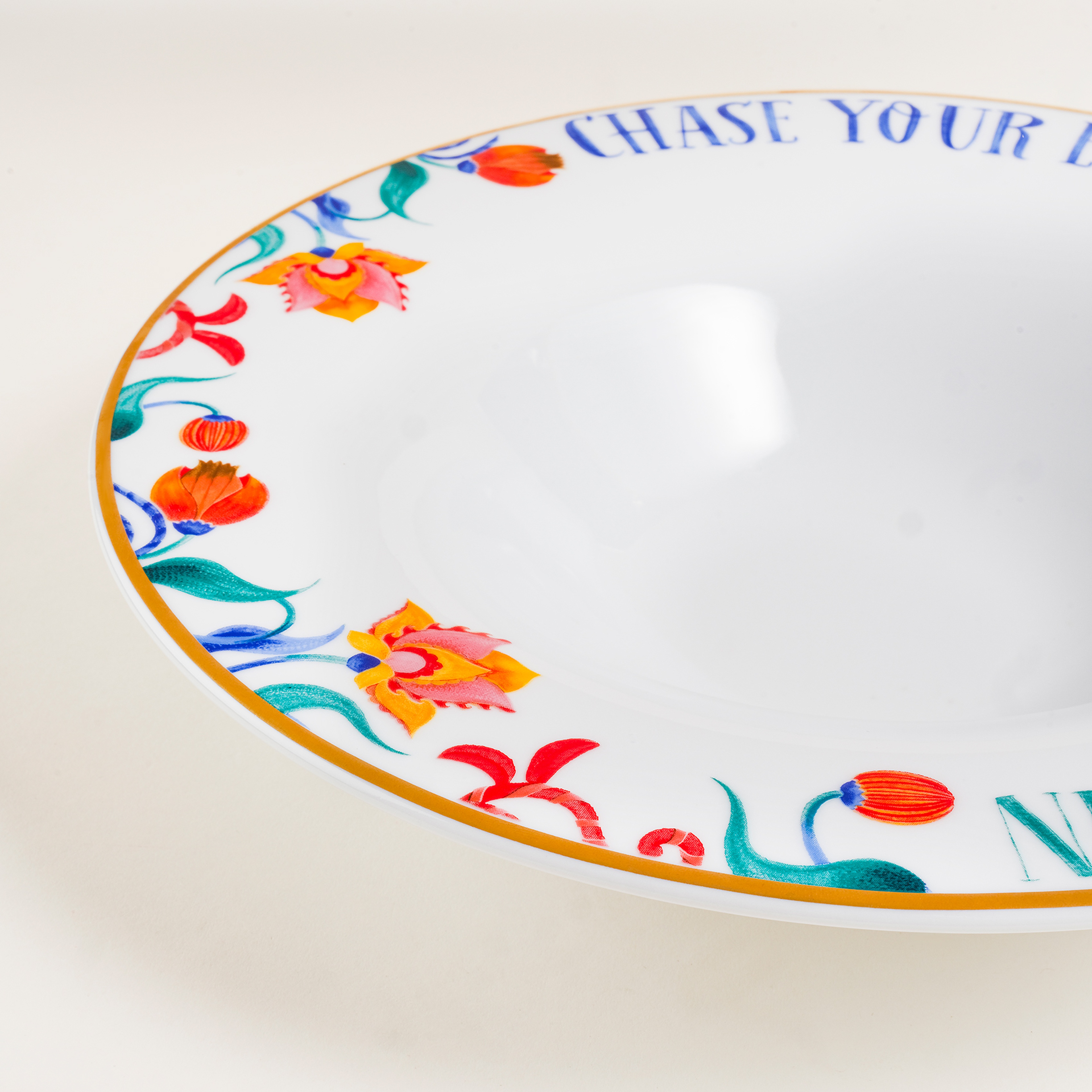 Lublın Porselen Makarna Tabağı 30x30x6.5 Cm Mavi - Yeşil