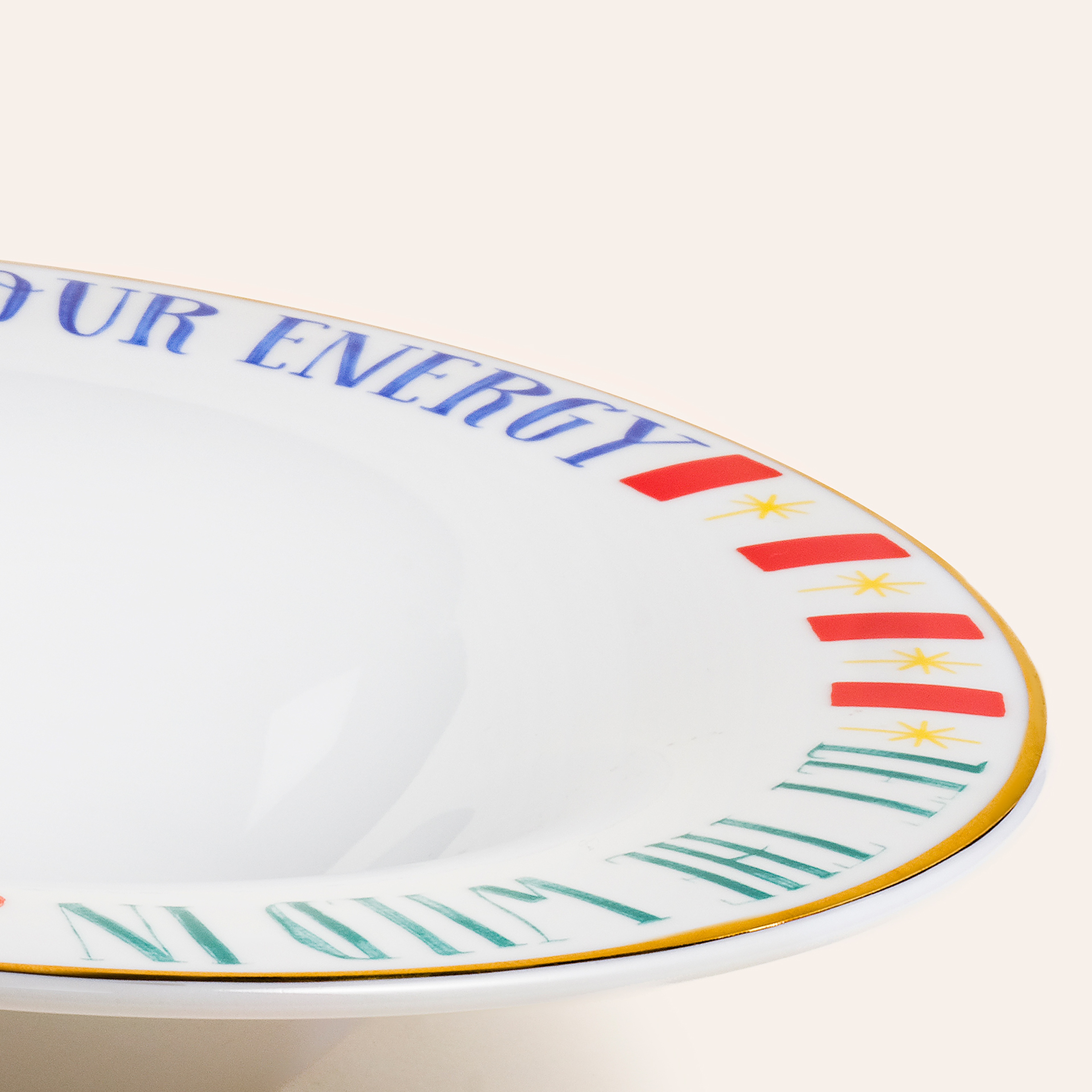 Lublın Porselen Makarna Tabağı 30x30x6.5 Cm Mavi - Yeşil