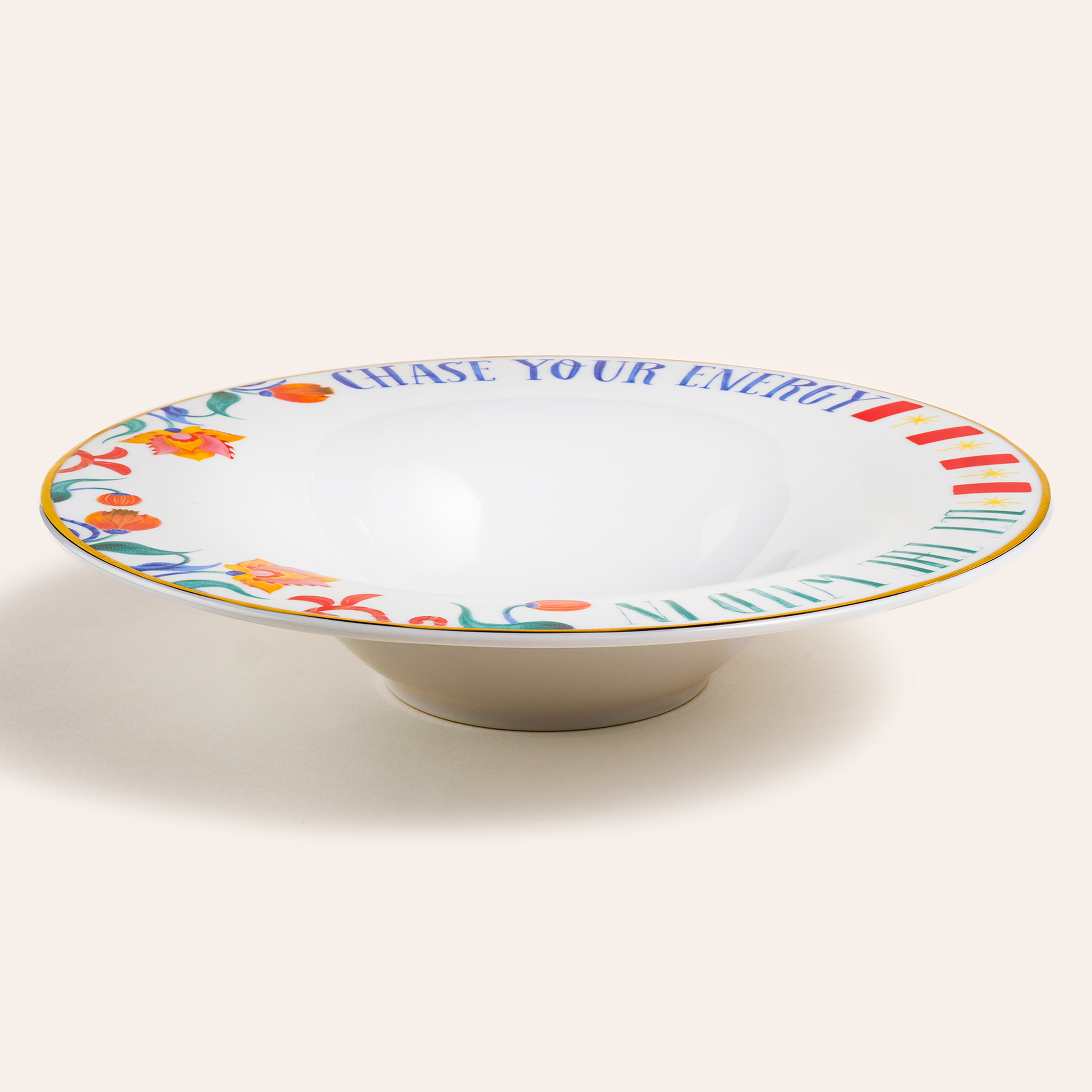 Lublın Porselen Makarna Tabağı 30x30x6.5 Cm Mavi - Yeşil